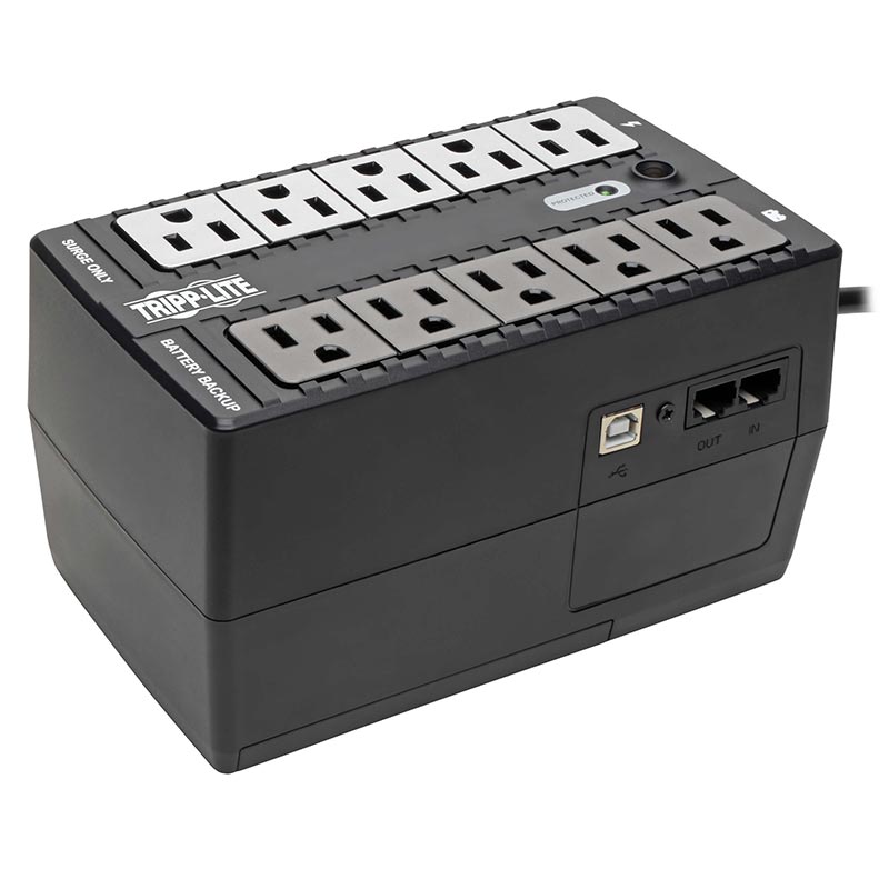 Eaton Tripplite INTERNET600U — Tripp Lite, UPS, 600VA, 120V, 300W, Desktop, Compact, 8 x 5-15R Outlets, USB Port, RJ11