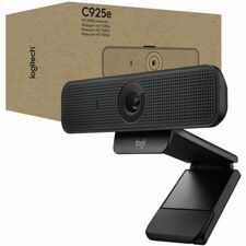 Logitech LOG 960001075 — Logitech C925e Webcam - 30 fps - Black - USB 2.0 - 1 Each - 1920 x 1080 Video - Auto-focus - 78° Angle - Clip, Tripod Mount - 1.2x Digital Zoom - Widescreen - Microphone - For Notebook, Monitor, Computer - Windows 8 or Later, ChromeOS, macOS 10.7 or Later - Microphone, Plug & Play
