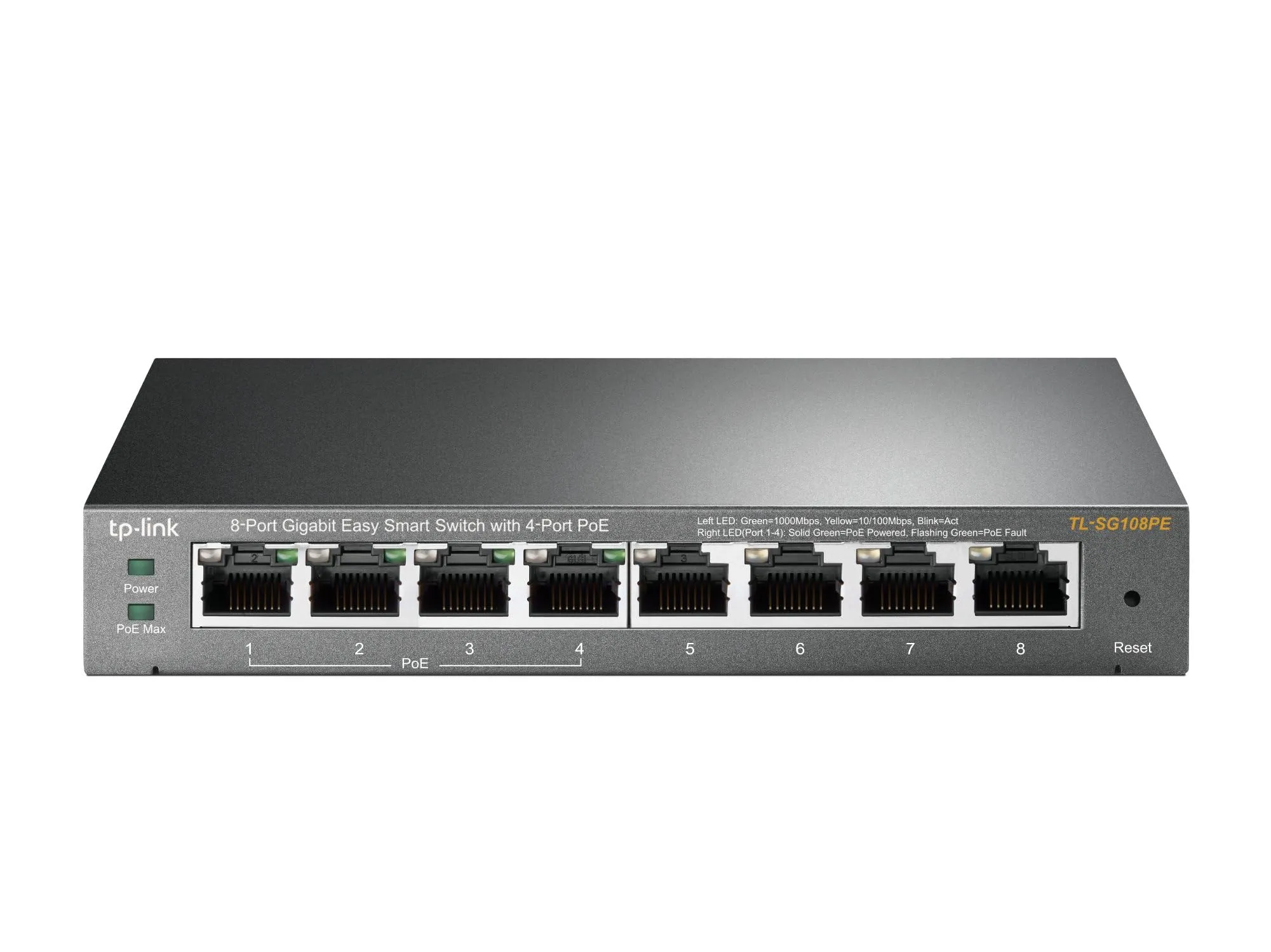 OMADA NETWORKS BY TP LINK TL-SG108PE — 8-PORT GIGABIT DESKTOP POE EASY SMART SWITCH, 8 GIGABIT RJ45 PORTS INCLUDING 4 P