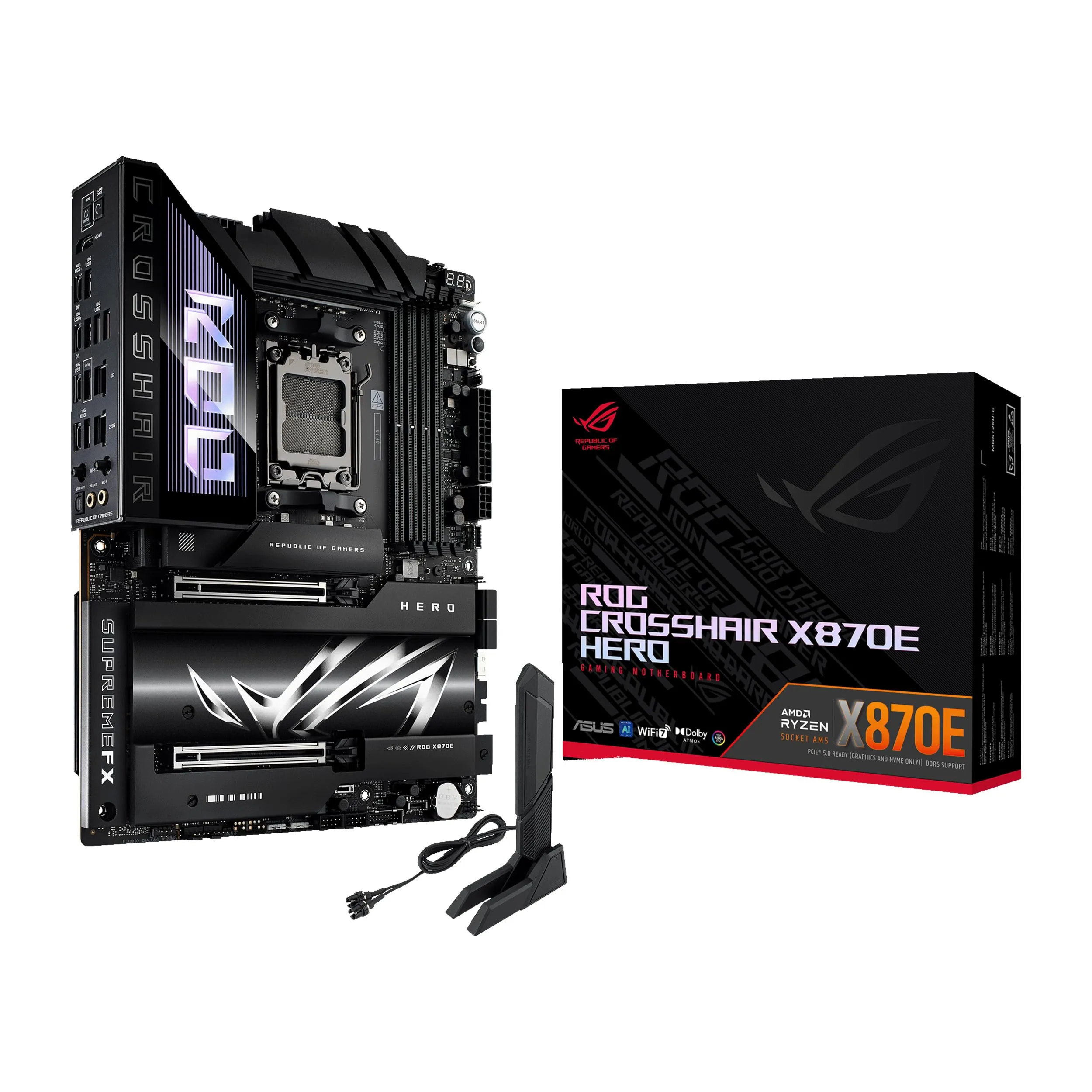 ASUS ROG CROSSHAIR X870E HERO — Asus ROG Crosshair X870E HERO Gaming Desktop Motherboard - AMD X870E Chipset - Socket AM5 - ATX | SKU MB-CX87EHE