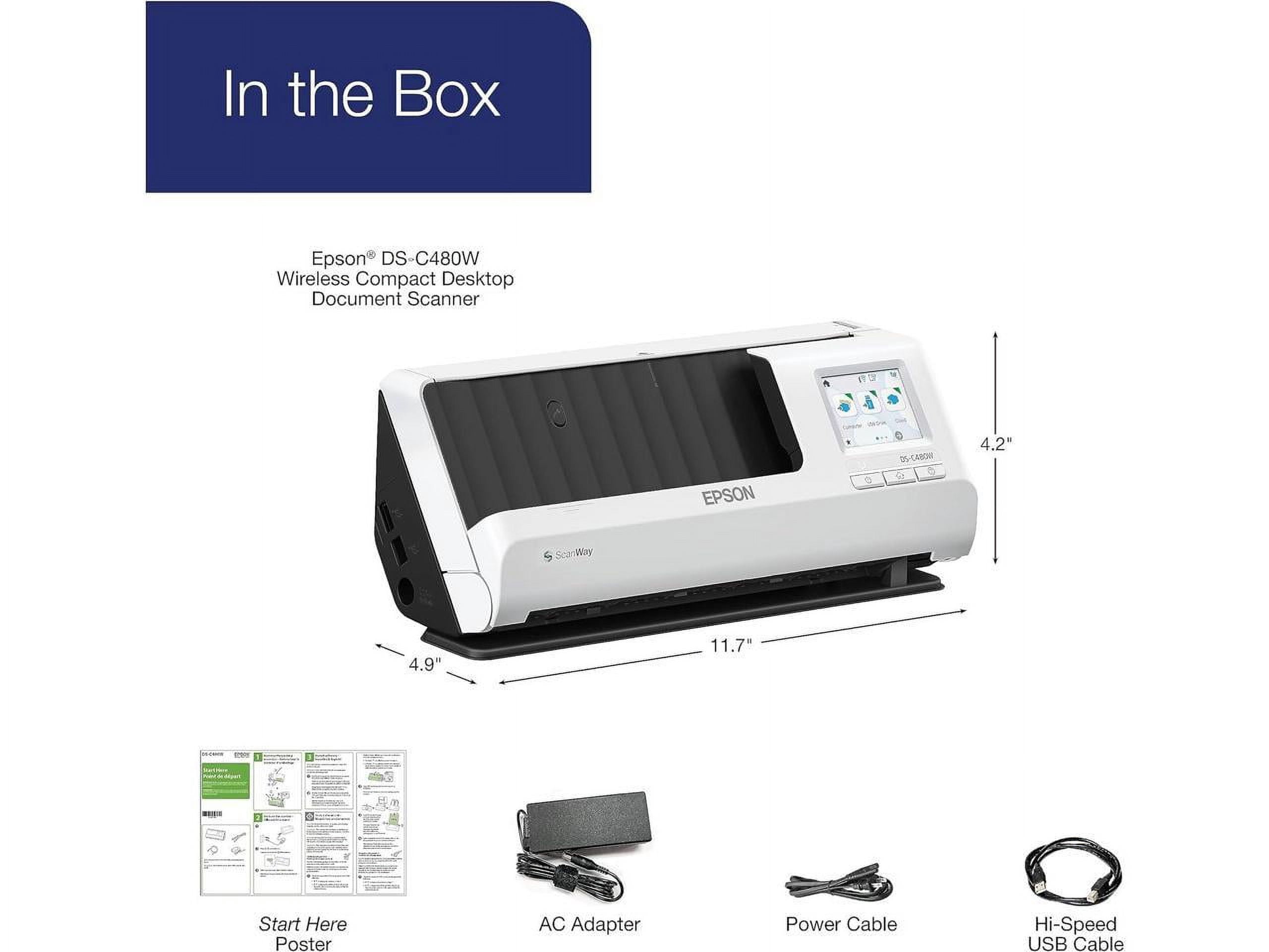 EPSON EPSDSC480W — Epson DS-C480W Wireless Compact Desktop Document Scanner