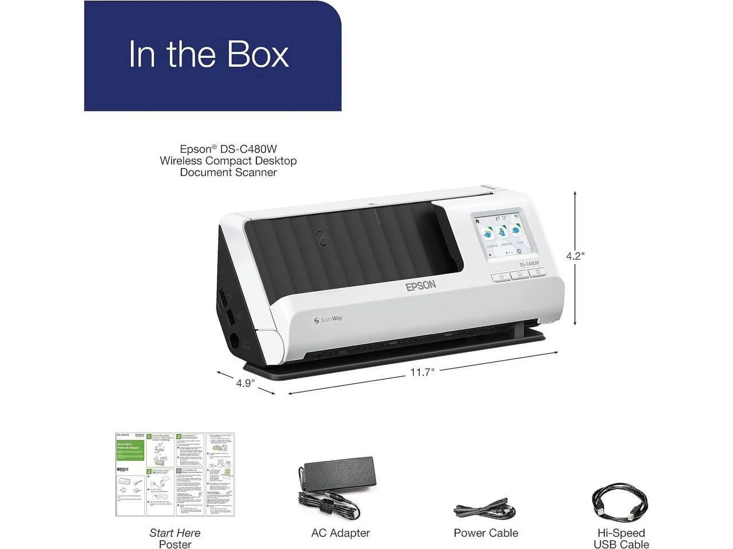EPSON EPSDSC480W — Epson DS-C480W Wireless Compact Desktop Document Scanner