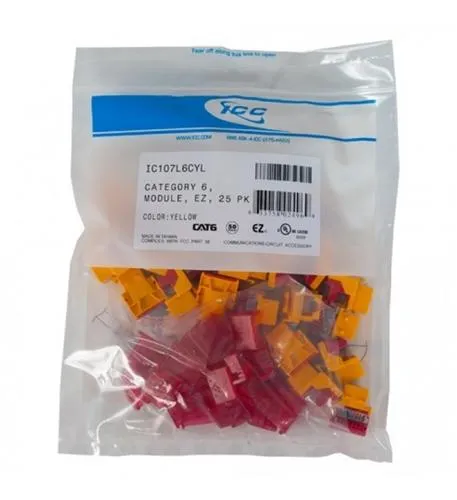 Cablesys ICC-IC107L6CYL — MODULE, CAT 6, EZ, 25 PK, YELLOW