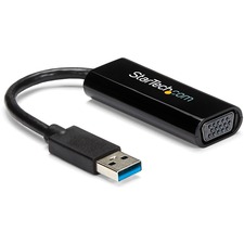 STARTECH STC USB32VGAES — StarTech.com Slim USB 3.0 Video Adapter - 1 x 9-pin Type A USB 3.0 USB Male - 1 x 15-pin HD-15 VGA Female - 1920 x 1200 Supported - Black - 1 Each - TAA Compliant