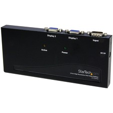 STARTECH STC ST122PRO — StarTech.com 2 Port High Resolution VGA Video Splitter - 350 MHz - 2048 x 1536 - 350 MHzMaximum Video Bandwidth - 213.25 ft Maximum Operating Distance - VGA In - VGA Out - Steel - Black - TAA Compliant
