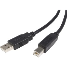 STARTECH STC USB2HAB6 — StarTech.com 6 ft USB 2.0 Certified A to B Cable - M/M - 6 ft USB/USB-B Data Transfer Cable for Printer, Scanner, Portable Hard Drive, Notebook, PC, External Hard Drive, Peripheral Device - First End: 1 x 4-pin USB 2.0 Type A - Male - Second End: 1 x 4-pin USB Type B - Male - 480 Mbit/s - Nickel Plated Connector - 24/28 AWG - Black - 1 Each