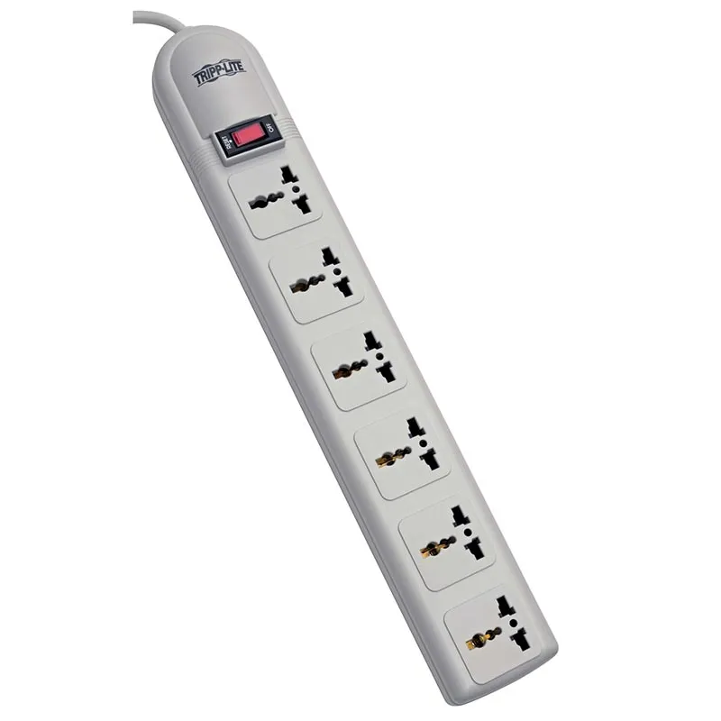Eaton Tripplite SUPER6OMNID — Tripp Lite, Surge Protector, 6 Universal Outlets, 6FT Cord, 750 Joules, 230V, German Input