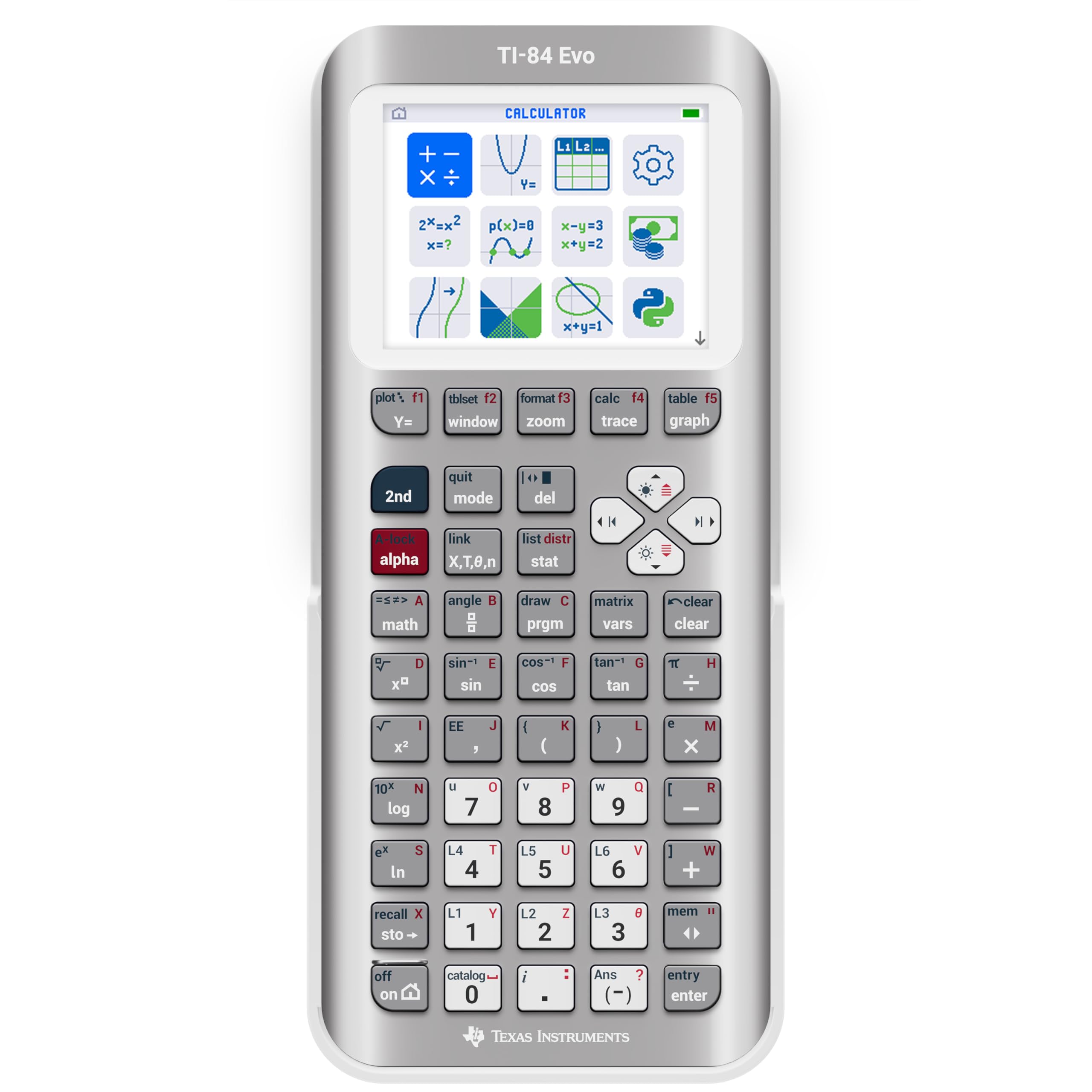 Texas Instruments 84EVO/FC/1L1/A10 — TI84 Evo Silver Metallic