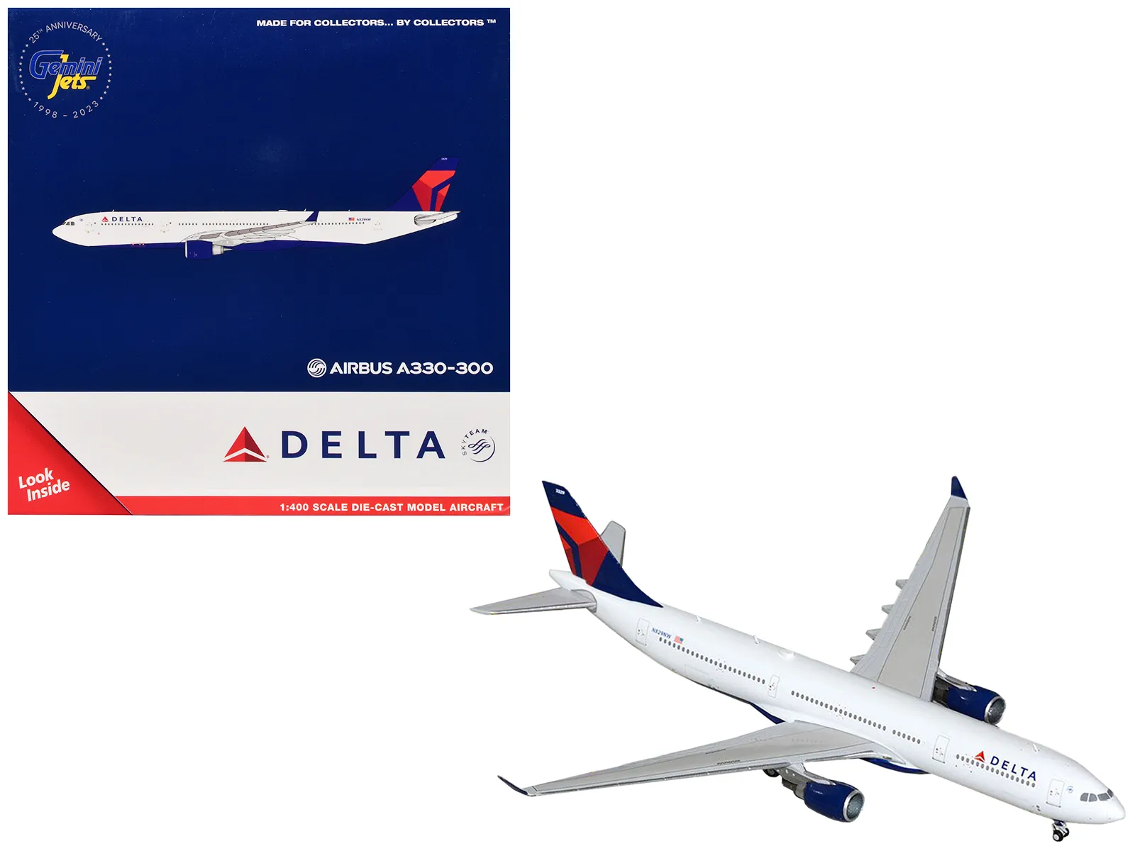 GeminiJets GJ2106 — Airbus A330-300 Commercial Aircraft "Delta Air Lines" (N829NW) White with Blue and Red Tail 1/400 Diecast Model Airplane by GeminiJets