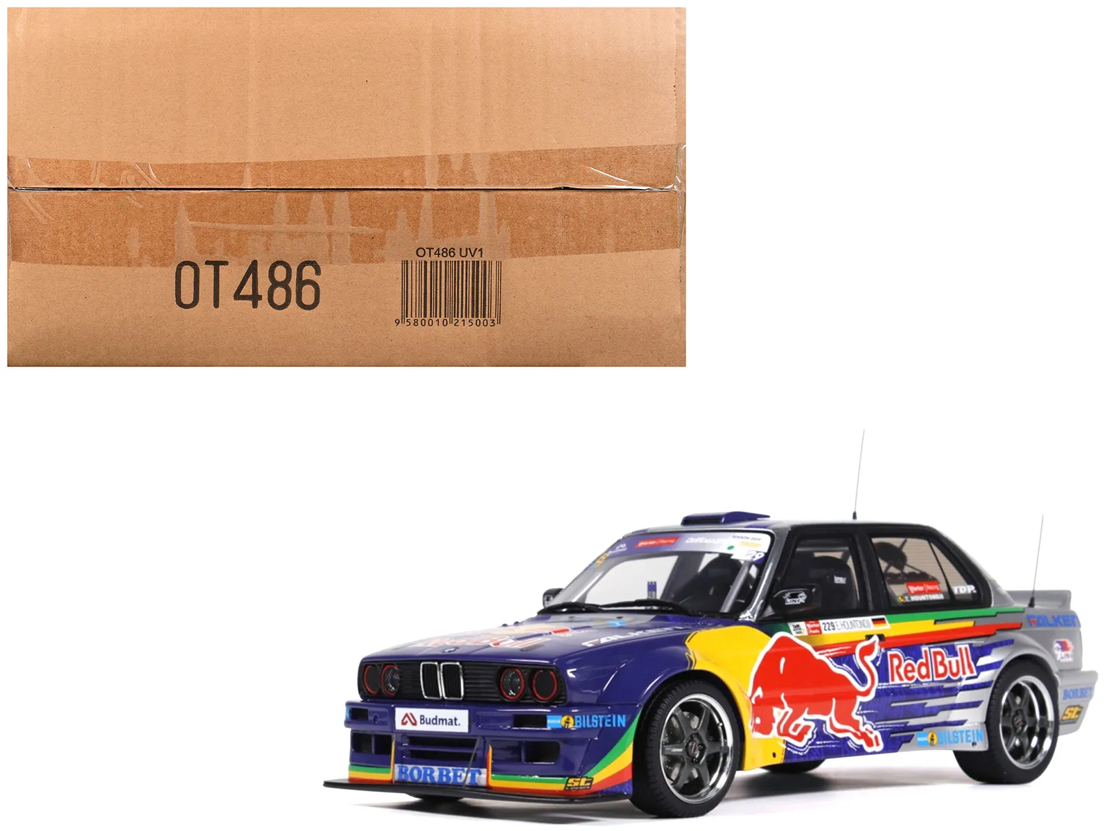Otto Mobile OT486 — 2023 BMW E30 V8 Drift "Red Bull Driftbrothers" Blue and Silver with Graphics Limited Edition to 3000 pieces Worldwide 1/18 Model Car by Otto Mobile