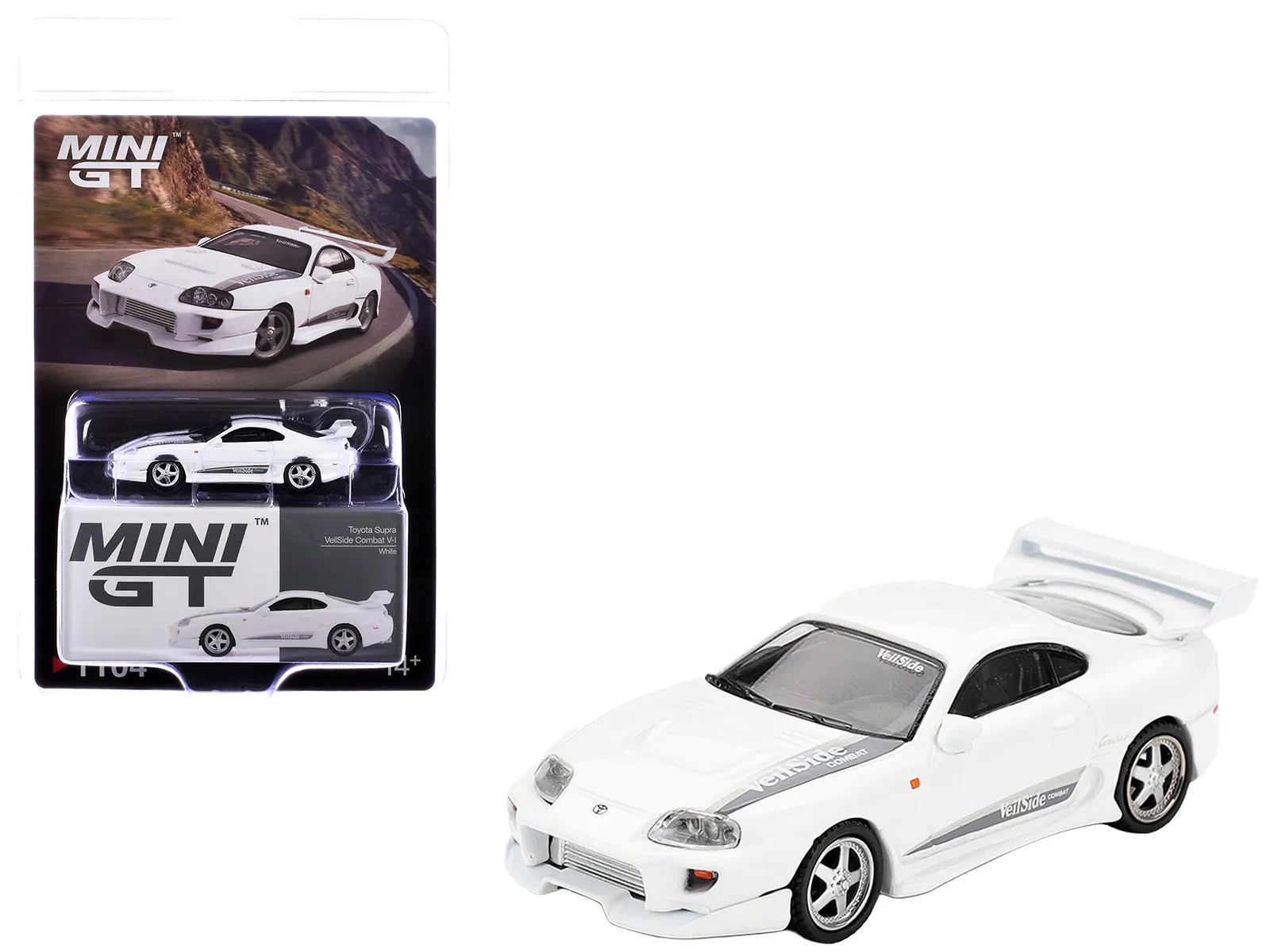 Mini GT MGT01104 — Toyota Supra "VeilSide Combat V-I" White Limited Edition 1/64 Die Cast Model Car by Mini GT