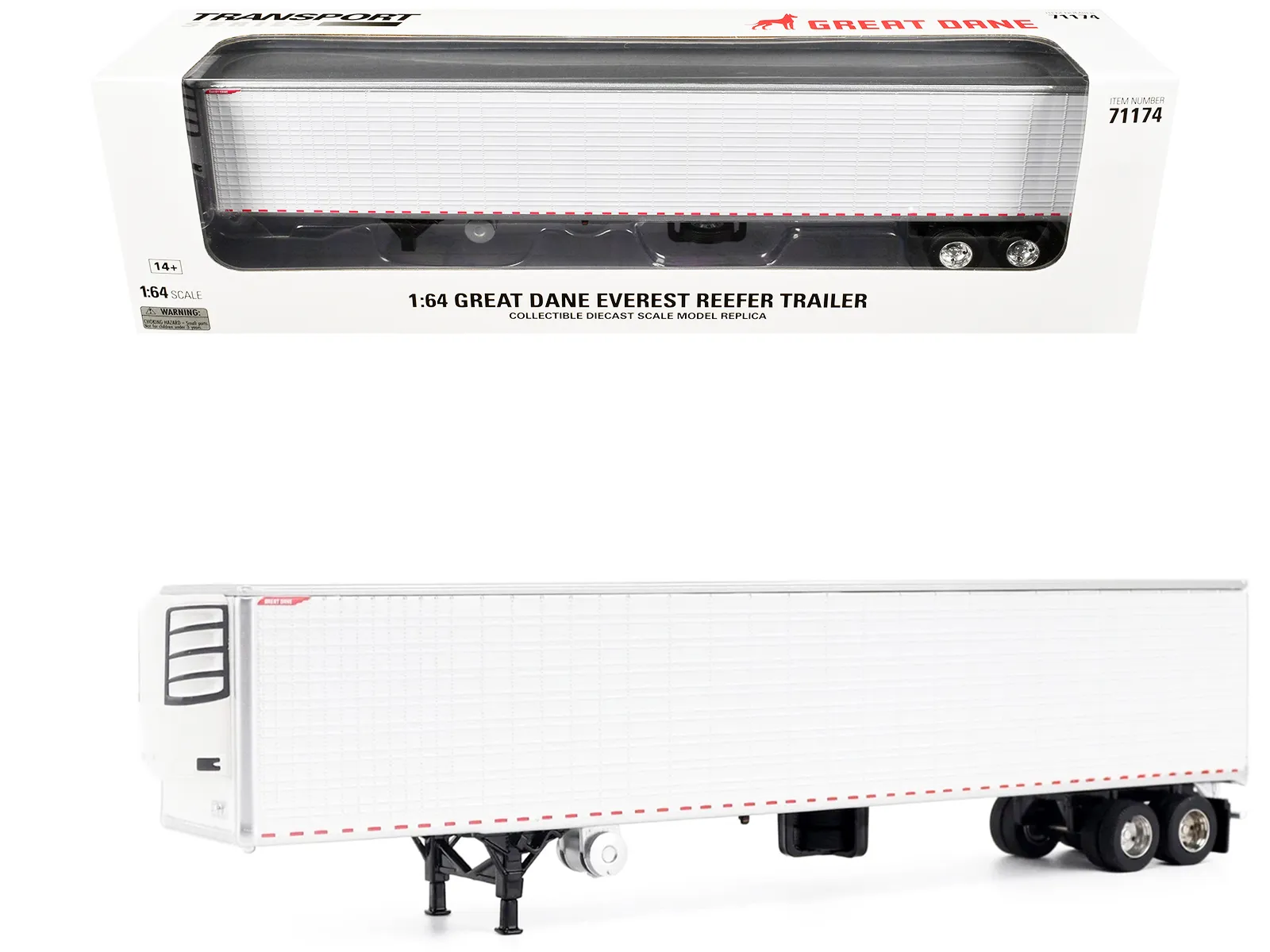 Diecast Masters 71174 — Great Dane Everest 53ft Refridgerated Trailer White "Transport Series" 1/64 Diecast Model by Diecast Masters
