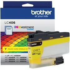 Brother BRT LC406YS — Brother INKvestment LC406Y Standard Yield Inkjet Ink Cartridge - Single Pack - Yellow - 1 Each - 1500 Pages