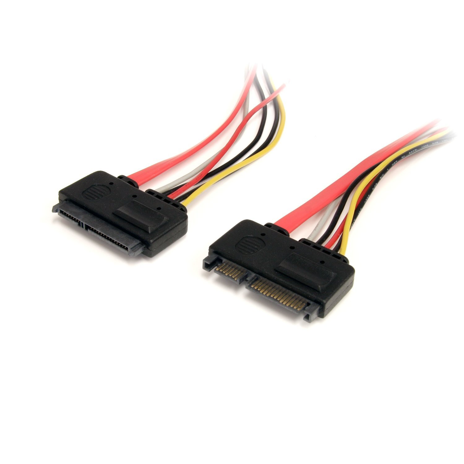 STARTECH STC SATA22PEXT — StarTech.com 12in 22 Pin SATA Power and Data Extension Cable - 12" SATA Data Transfer Cable for Hard Drive, Motherboard, Backplane - First End: 1 x 22-pin SATA - Male - Second End: 1 x 22-pin SATA - Female - Extension Cable - Red - 1 Each