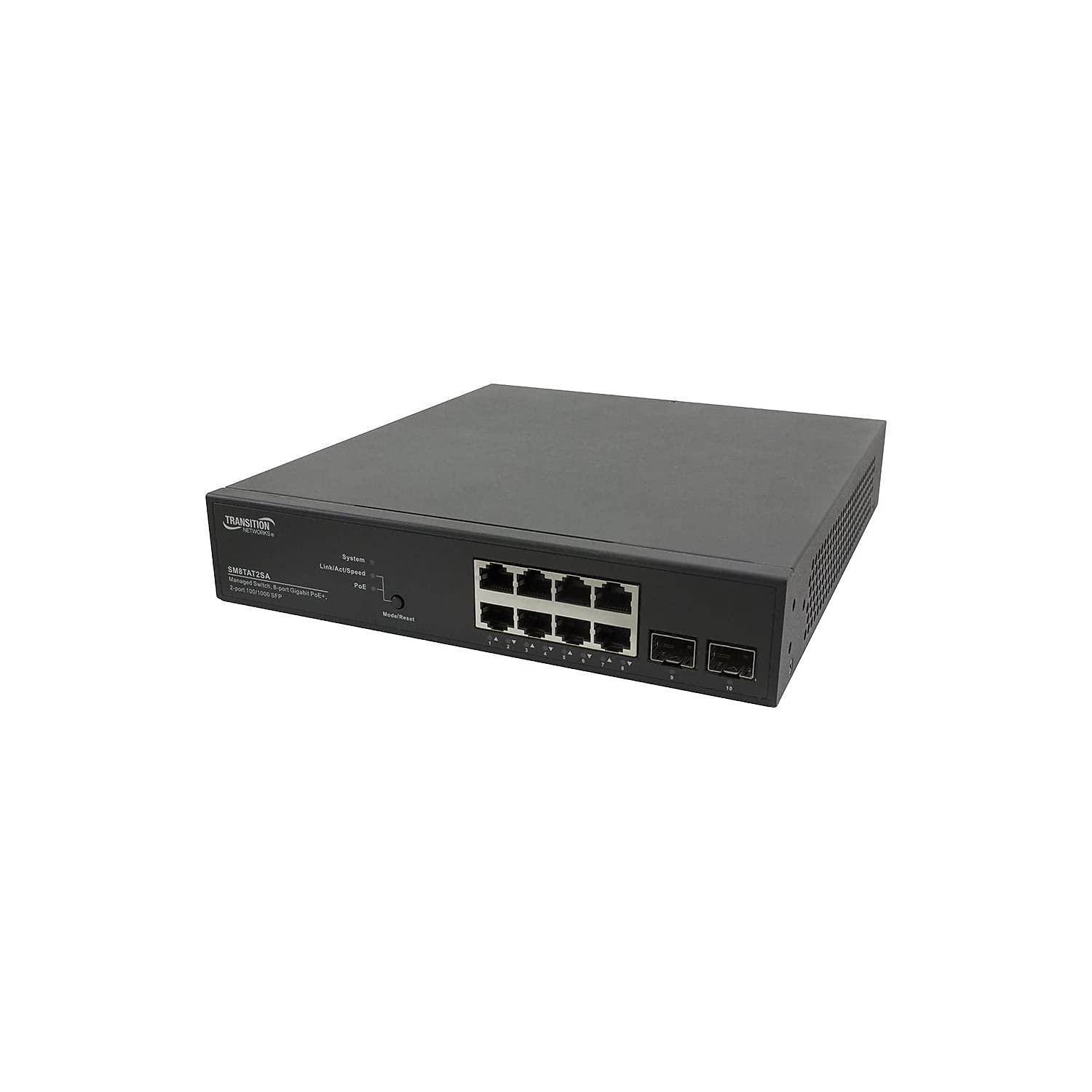 Transition Networks SM8TAT2SA-NA — SMART MANAGED POE+ SWITCH, 8-PORT GIGABIT POE+, 2-PORT 100/1000 SFP