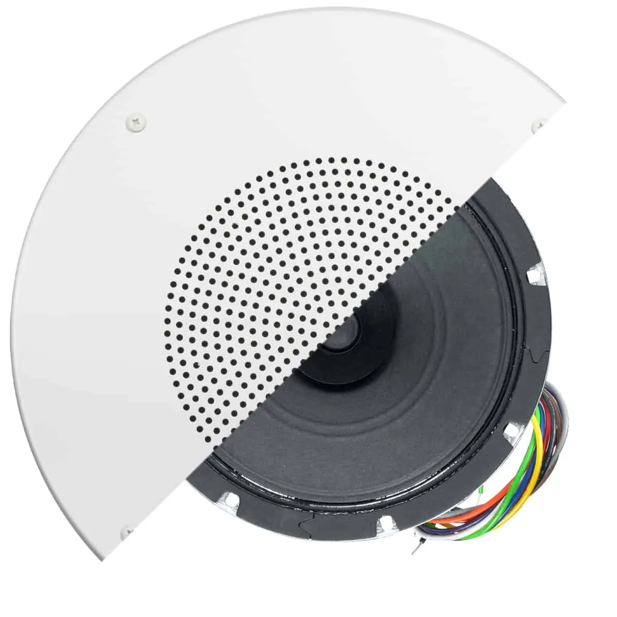LOWELL MANUFACTURING R1810-72 — 8" Speaker/Grille Assembly Speaker-15w, 5w 70/25v Xfmr, White Grille