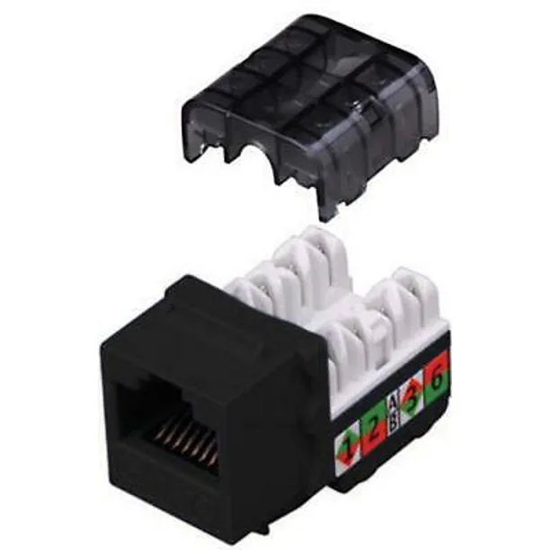 Vanco International 820815 — Cat6 90 Degree Keystone 8 Conductor Black