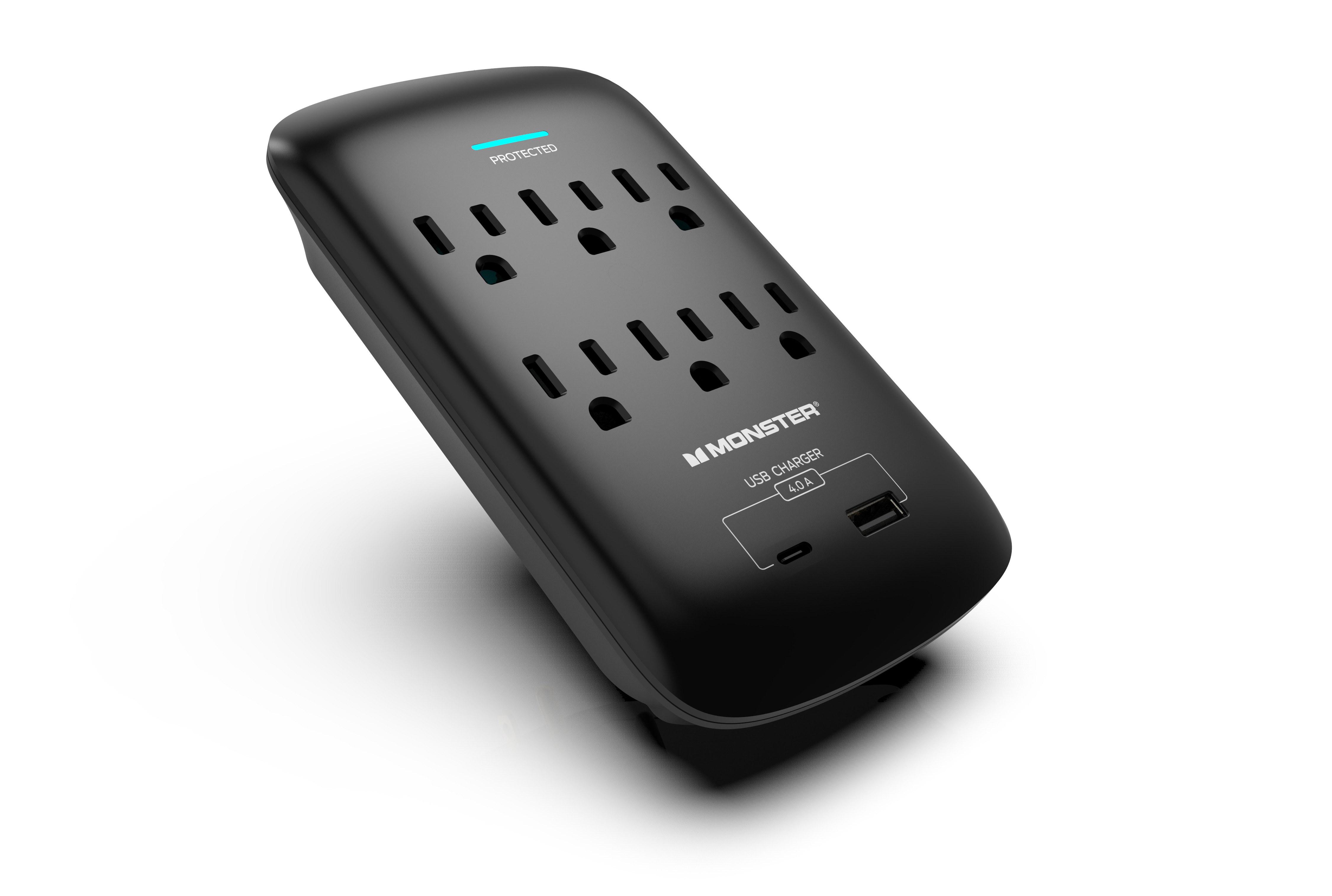 Monster ME-5003W — Wall Tap Surge 6 AC 1 USB-C 1 USB A White