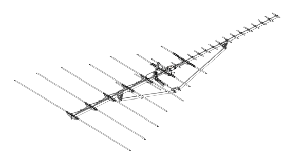 SKY BLUE ANTENNA SB19 — Low VHF/UHF Deep Fringe Ch 2-50 117" Boom