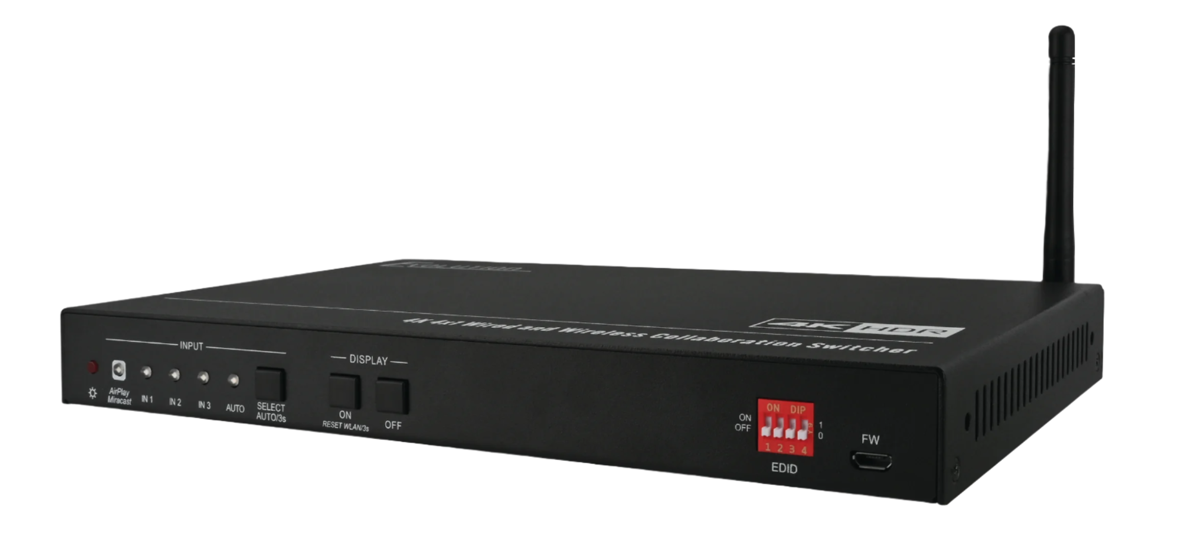 DEVOLUTIONS EVSW4K41 — 4K 4x1 Multi-Format Wireless Collaboration Switcher With Wired And Wireless Connectivity