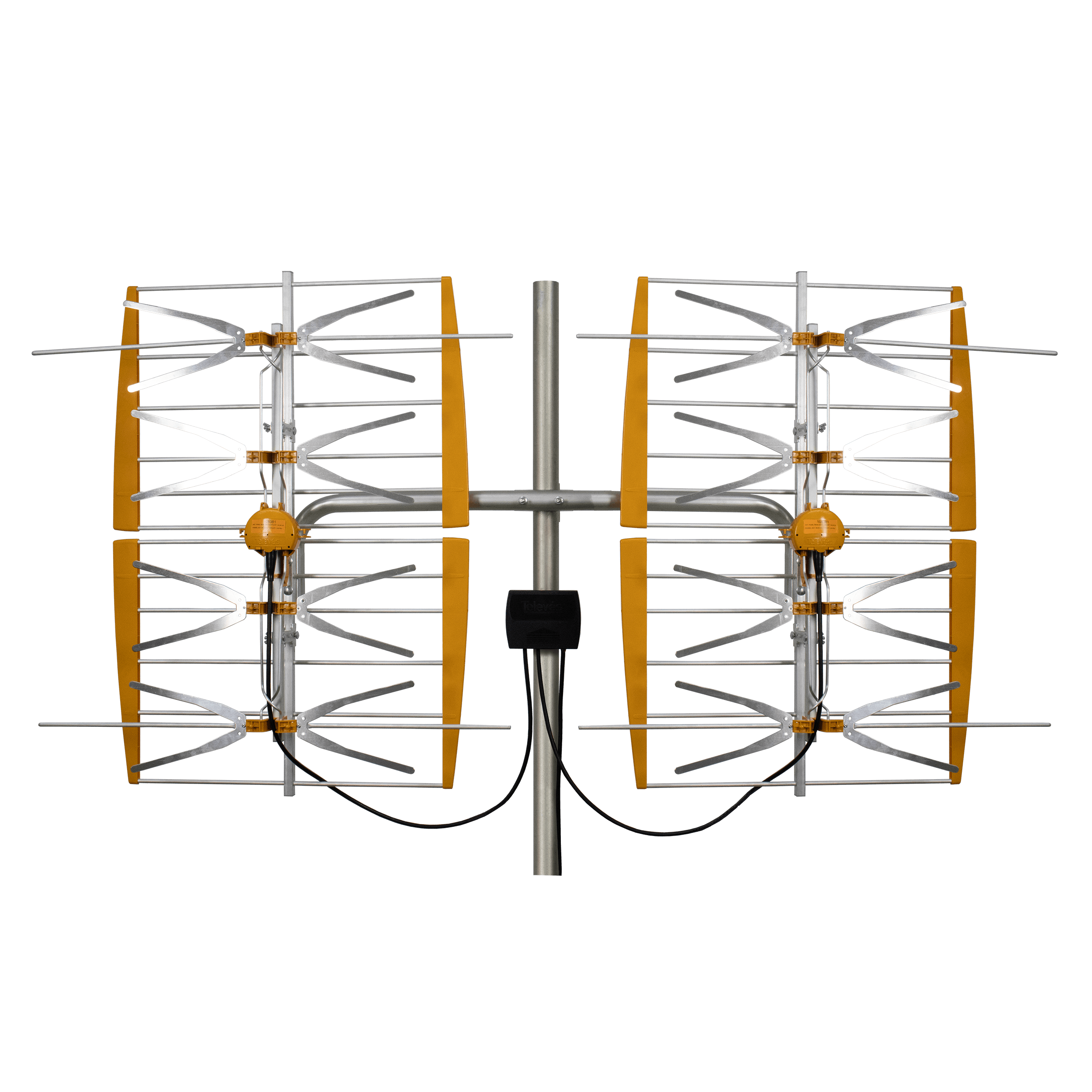 TELEVES 108381 — 8 Bay Dipole Array Amplified Antenna, hi-VHF/UHF, 5G/LTE Filtered, Multi-directional Dual Market