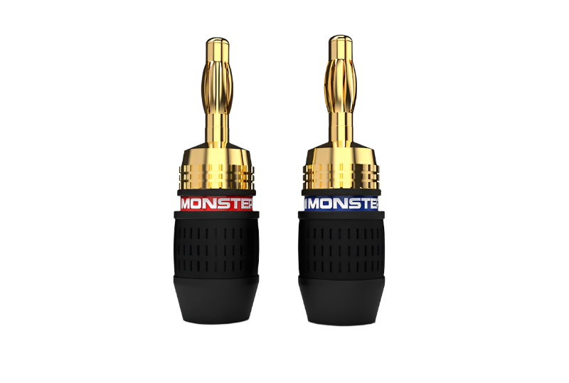 Monster VME30027 — Quicklock Speaker Gold Banana Connector Plug 2 Pairs (2 Black And 2 Red)