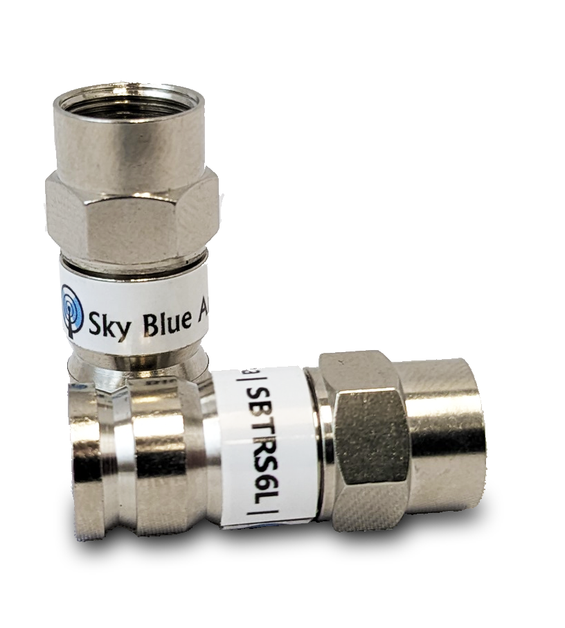 SKY BLUE ANTENNA SBTRS6L — RG6 Compression Connector F-Fitting for RG6 Coax Cable Locking Internal O-ring