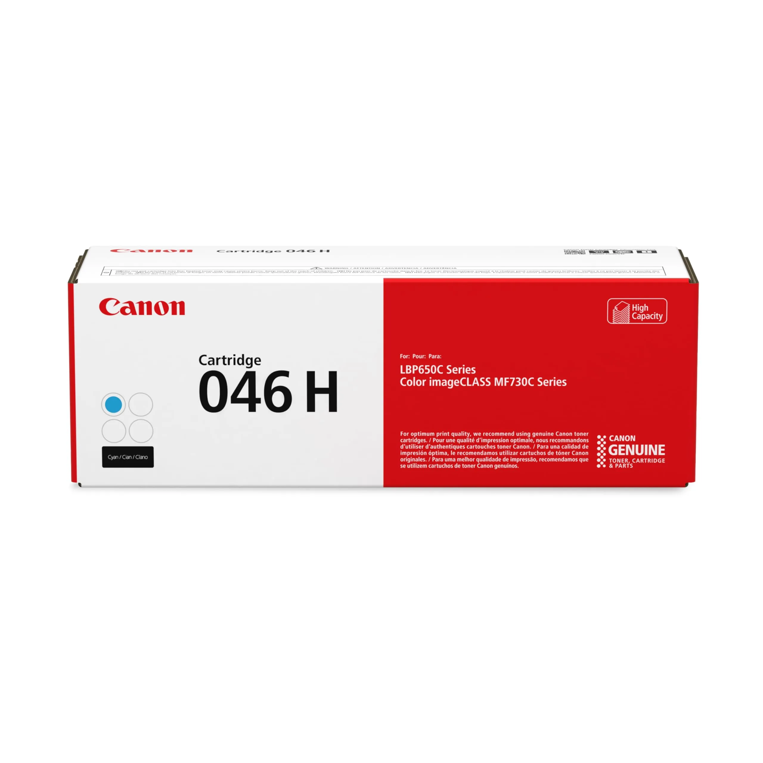 CANON 1253C001 — CANON 046H CYAN HIGH YIELD TONER CARTRIDGE (1253C001) COMPATIBLE WITH: CANON IMA