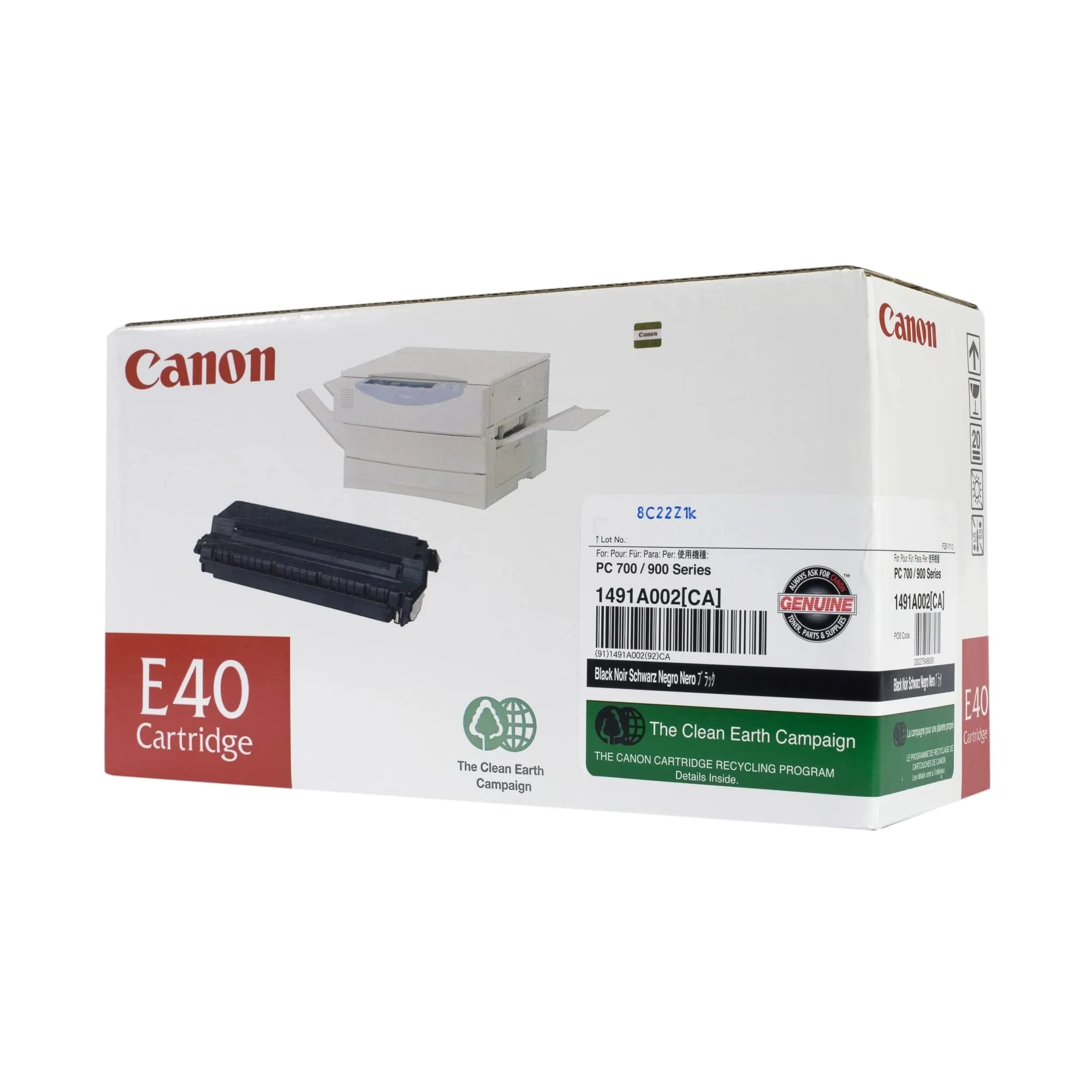 CANON 1491A002 — CANON E40 BLACK TONER CARTRIDGE FOR CANON PC140RF, PC150, PC160, PC170, PC300, P