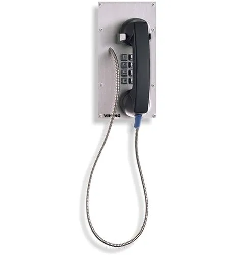 Viking Electronics K-1900-8 — Hot-Line Vandal Resistant Stainless Steel Panel Phone with Armored Cable and Stainless Steel Keypad