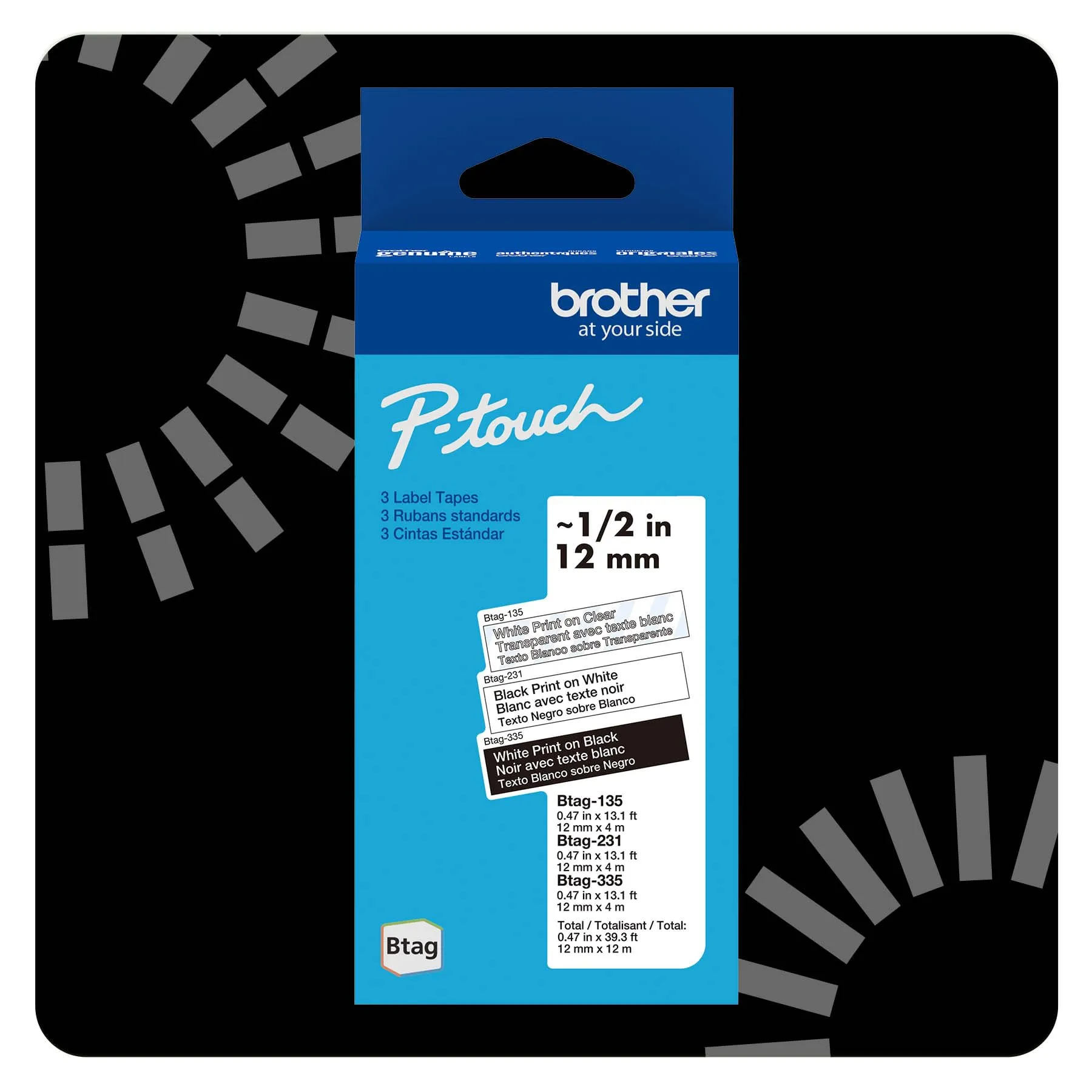 Brother BRT BTAG3M01 — 12MM 4M x 3PK Btag