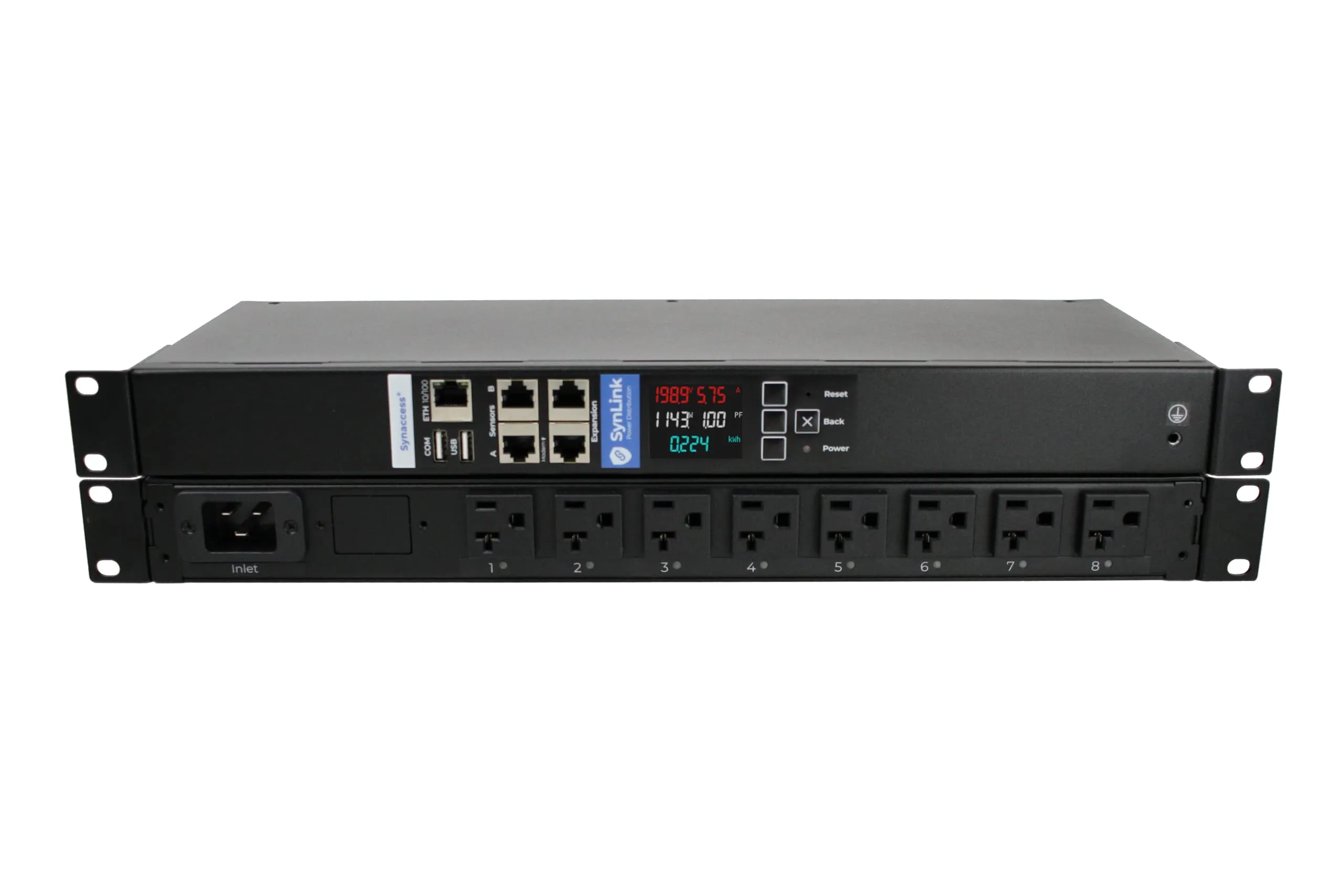 SYNACCESS NETWORKS INC SP-1001AIE-01 — 8-OUTLET SWITCHED PRO+ 1U PDU (SYNLINK SP SERIES) WITH EIGHT NEMA 5-20R OUTLETS