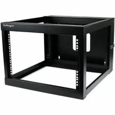 STARTECH RK619WALLOH — StarTech.com 6U 22in Depth Hinged Open Frame Wall Mount Server Rack - For LAN Switch, Patch Panel, Server, A/V Equipment, Computer - 6U Rack Height x 19" Rack Width - Wall Mountable Open Frame - 4 Post - Black - SPCC - 109.70 lb Maximum Weight Capacity - TAA Compliant
