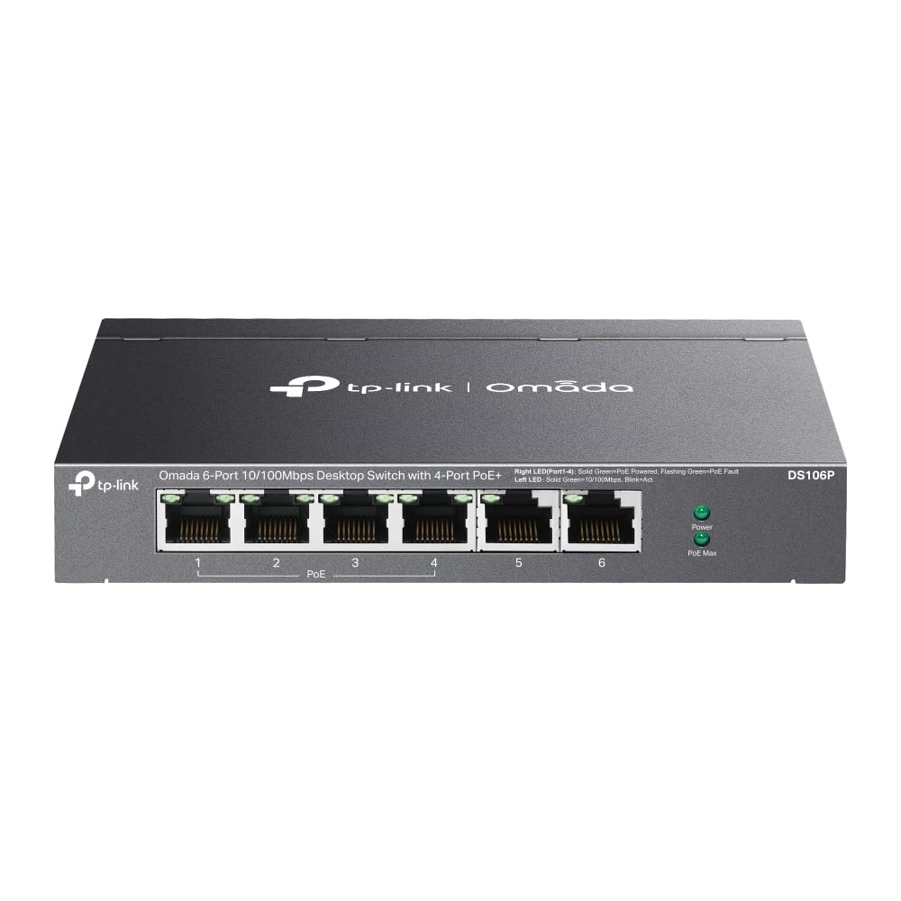 OMADA NETWORKS BY TP LINK DS106P — OMADA 6-PORT SWITCH W/4-PORT POE+
