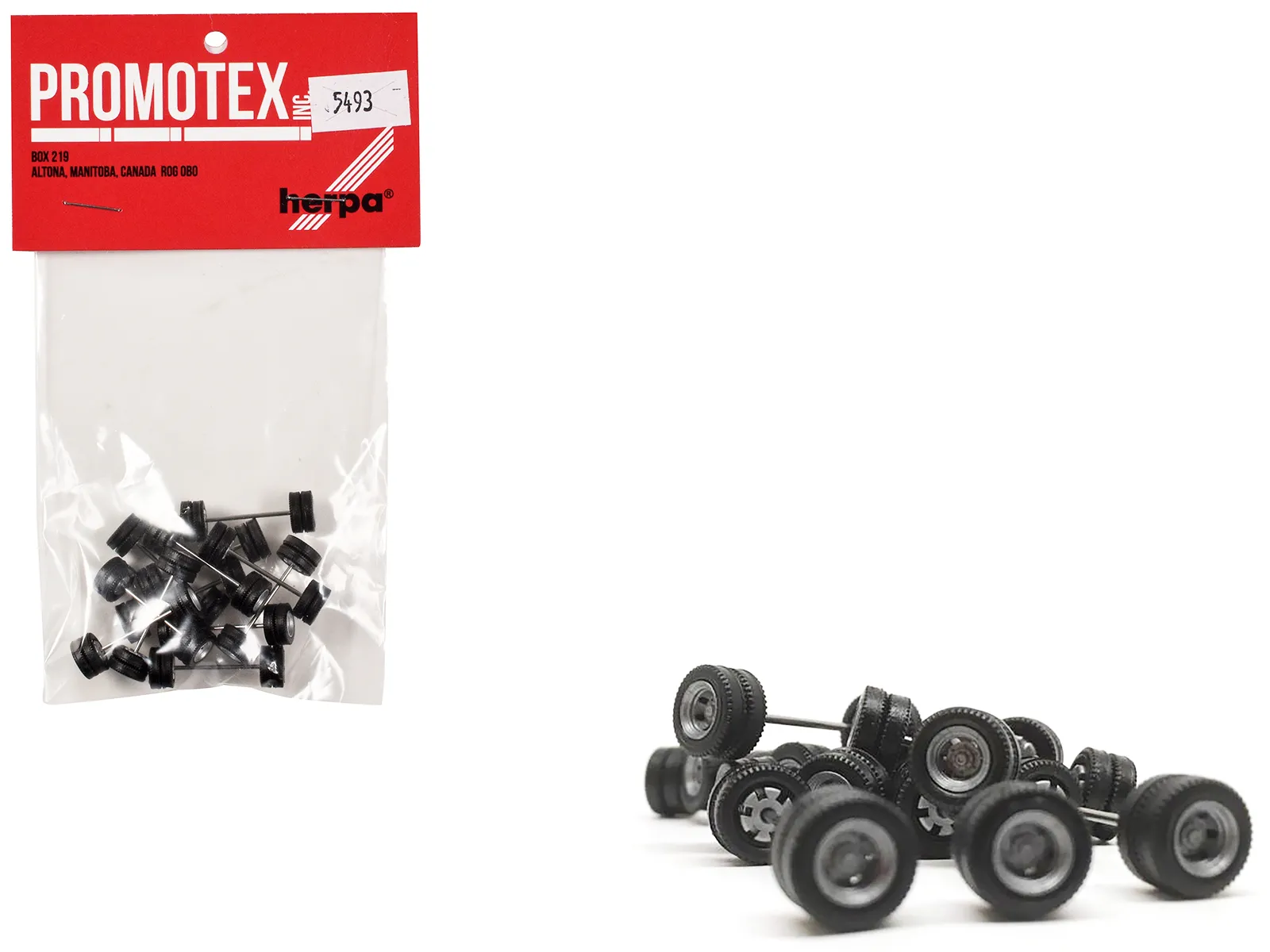 Promotex 005493BK — Goldhofer Trailer Wheelsets (12 Sets) 1/87 (HO) Plastic Model by Promotex