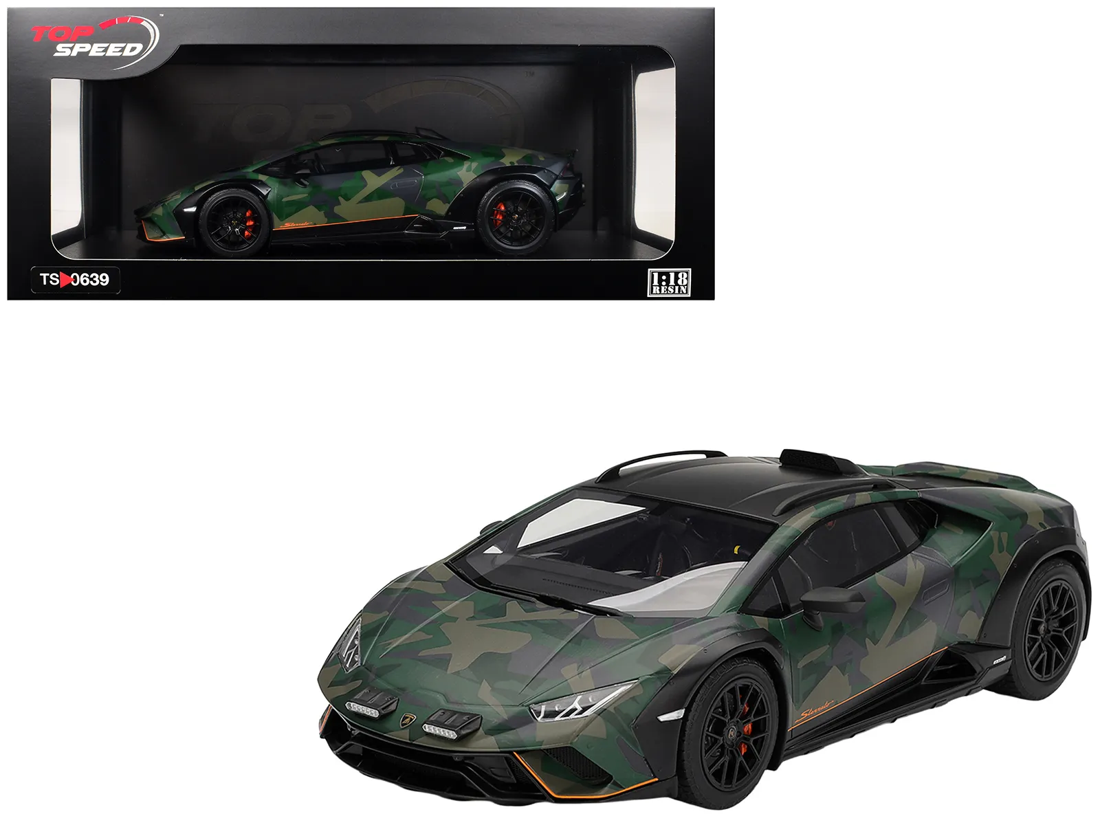 Top Speed TS0639 — Lamborghini Huracan Sterrato All-Terrain "BOSCO" Green Camouflage 1/18 Model Car by Top Speed