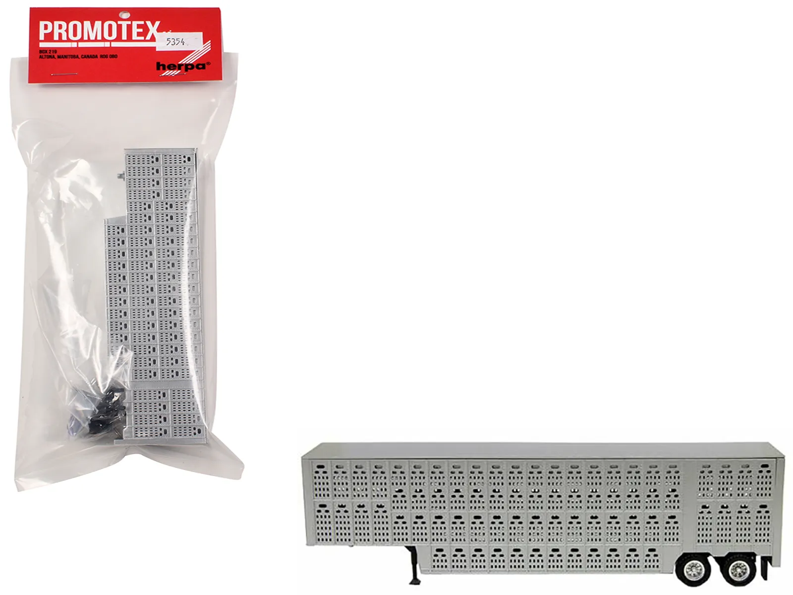 Promotex 005354S — Livestock Trailer Silver 1/87 (HO) Plastic Model by Promotex