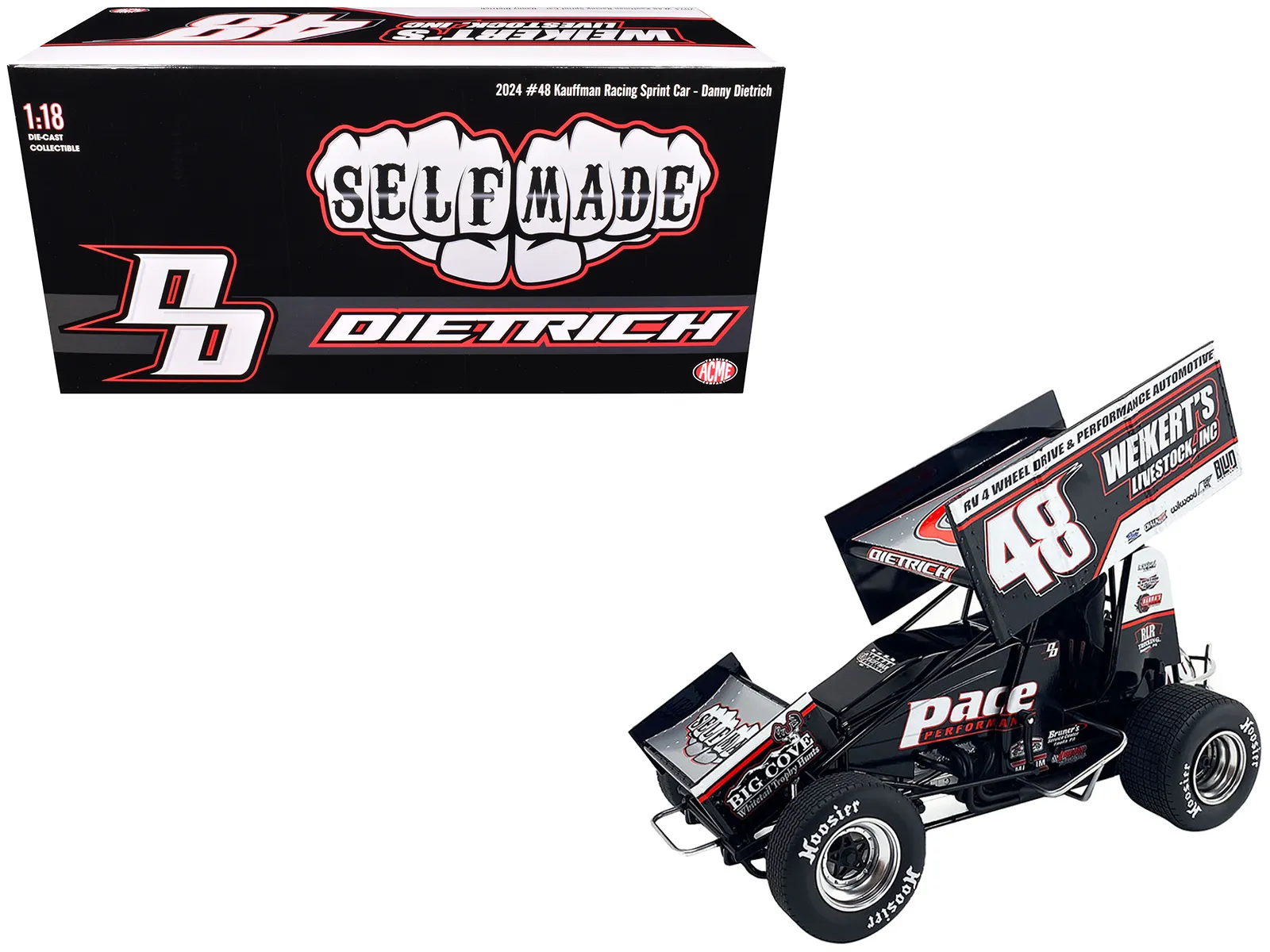 Acme A1824016 — Winged Sprint Car #48 Danny Dietrich "Weikert's Livestock Inc." Gary Kauffman Racing (2024) 1/18 Diecast Model Car by ACME