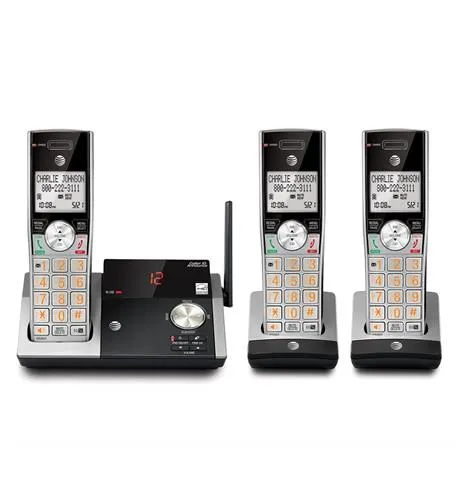 AT&T 80-9868-00 — DECT 6.0 Expandable Cordless Phone with Answering System and Caller ID Silver/Black with 3 Handsets