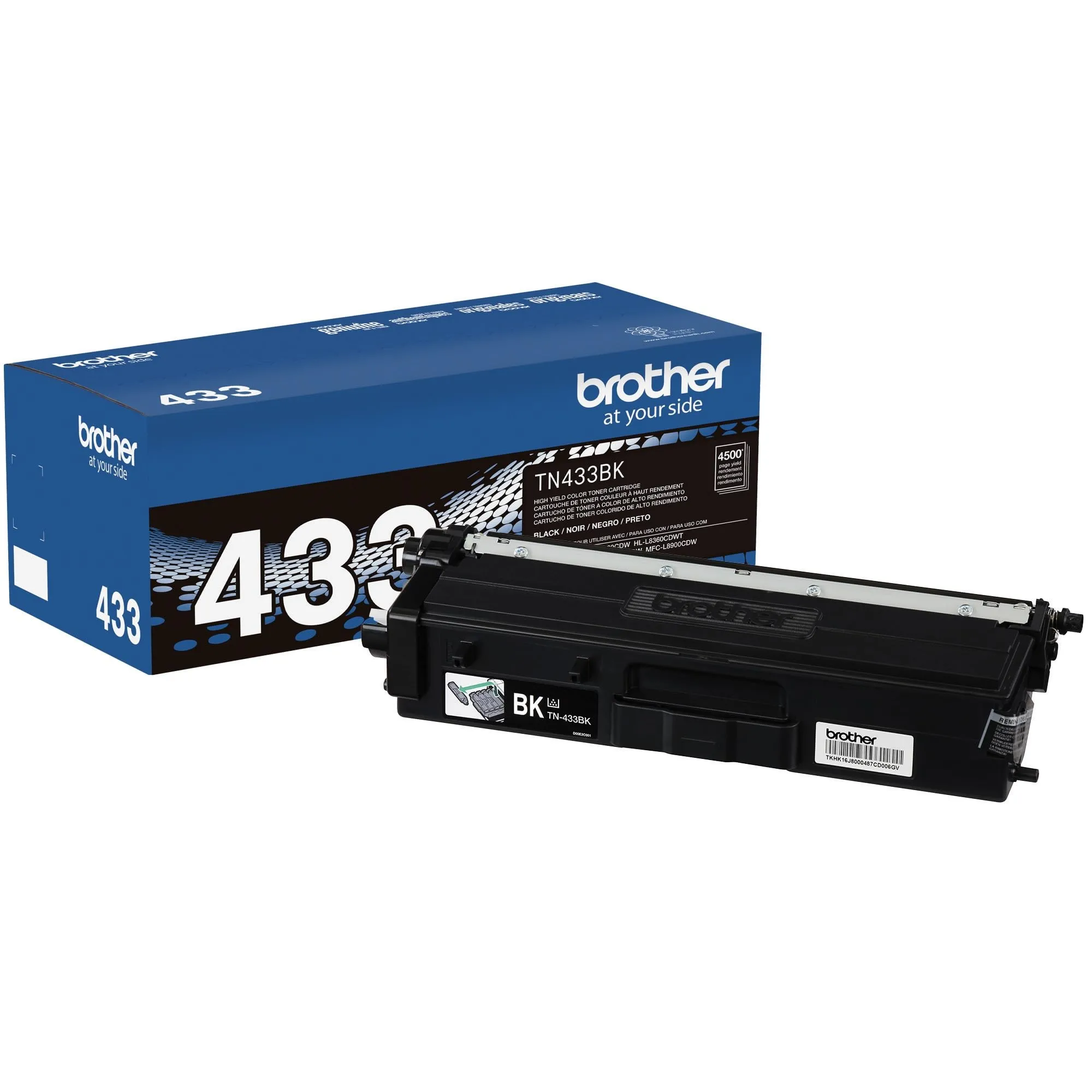 Brother BRT TN433BK — Brother TN433BK High Yield Laser Toner Cartridge - Black - 1 Each - 4500 Pages