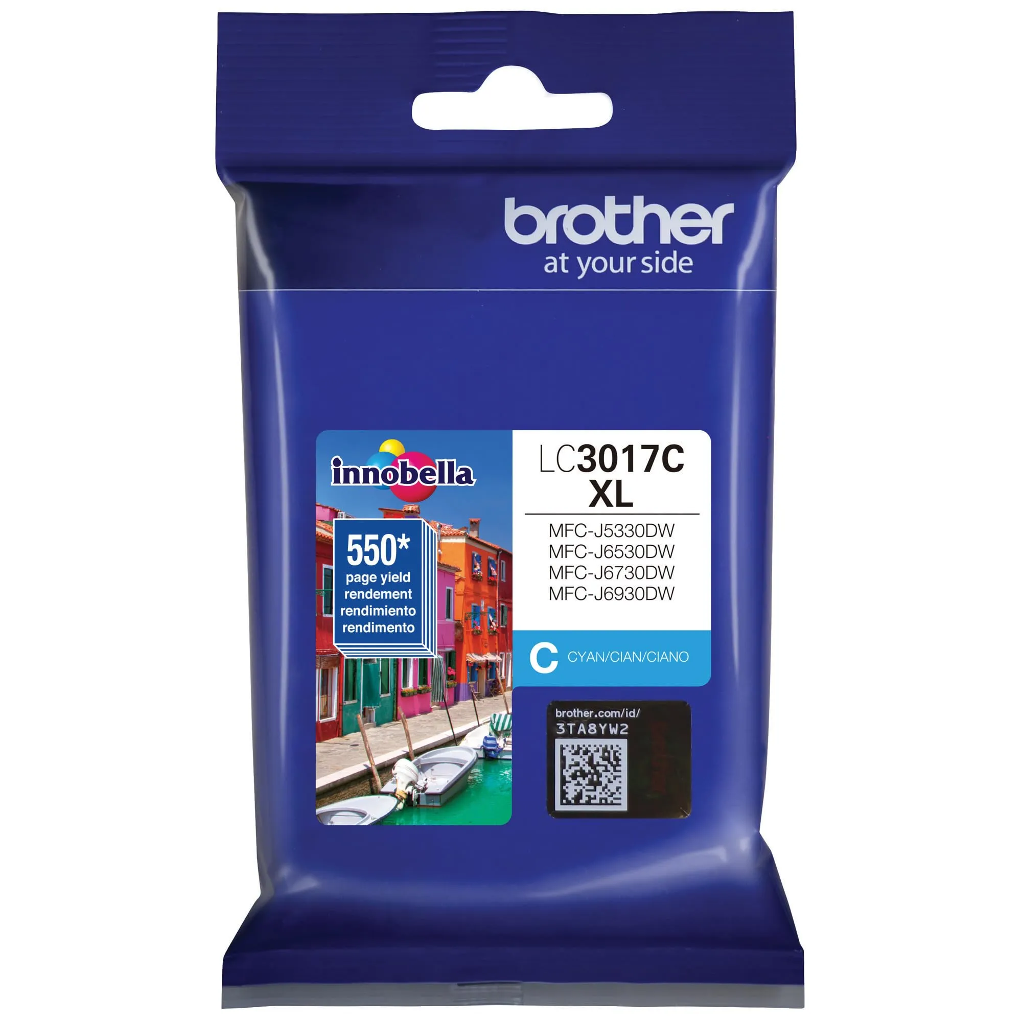 Brother BRT LC3017C — Brother Innobella LC3017C High Yield Inkjet Ink Cartridge - Cyan - 1 Each - 550 Pages