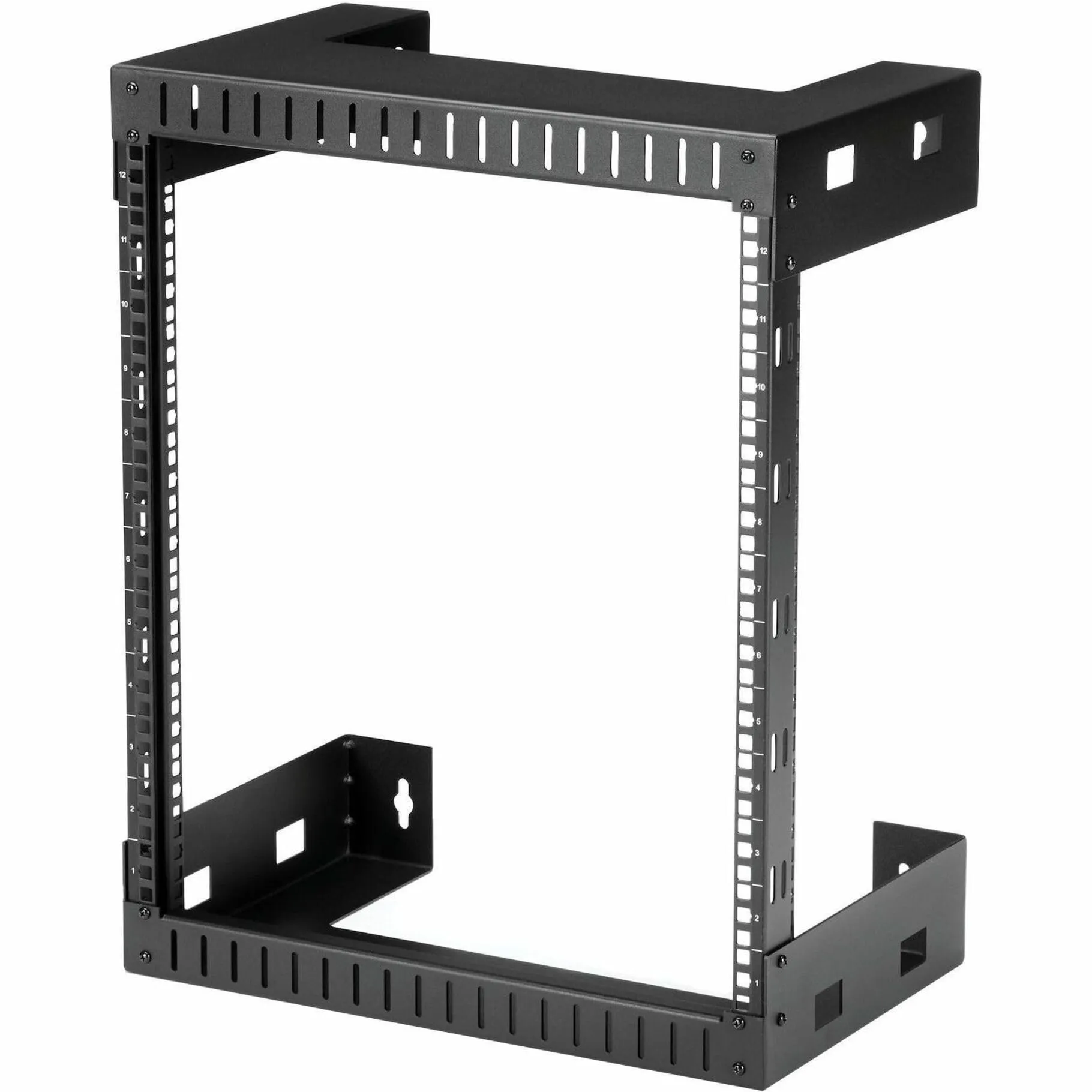 STARTECH STC RK12WALLO — StarTech.com 12U Wall-Mount Server Rack - 12 in. Depth - For Server, LAN Switch, Patch Panel, Computer - 12U Rack Height12" Rack Depth - Wall Mountable Open Frame - 2 Post - Black - SPCC - 198.42 lb Maximum Weight Capacity - 5 Year Warranty