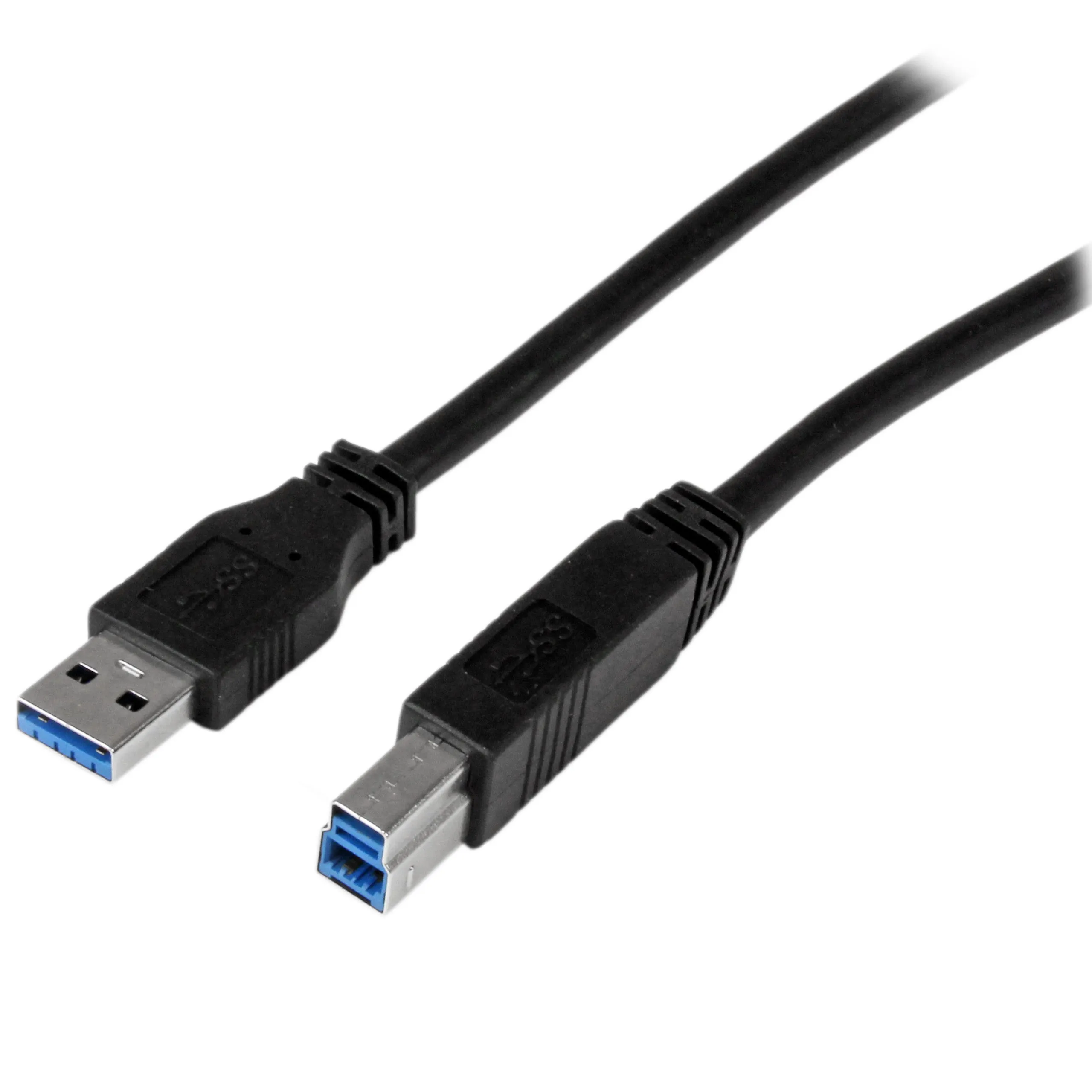 STARTECH STC USB3CAB1M — StarTech.com 1m (3ft) Certified SuperSpeed USB 3.0 A to B Cable - M/M - 3.28 ft USB/USB-B Data Transfer Cable for Video Capture Card, Hard Disk Drive Enclosure, PC, Docking Station, Storage Enclosure, Card Reader - First End: 1 x 9-pin USB 3.0 Type A - Male - Second End: 1 x 9-pin USB 3.0 Type B - Male - 5 Gbit/s - Shielding - Nickel Plated Connector - 24/28 AWG - Black - 1 Each