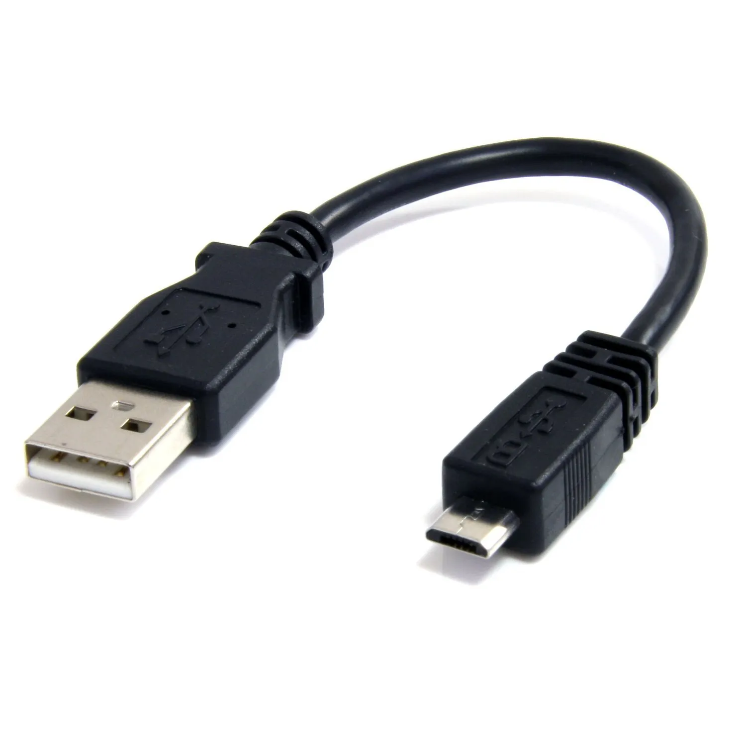 STARTECH STC UUSBHAUB6IN — StarTech.com 6in Micro USB Cable - A to Micro B - 6" USB/USB Micro-B Data Transfer Cable for Camera, PDA, Cellular Phone, Tablet, GPS Receiver, Desktop Computer, Mobile Computer, Smartphone, PDA, Tablet PC, GPS - First End: 1 x 4-pin USB 2.0 Type A - Male - Second End: 1 x 5-pin Micro USB 2.0 Type B - Male - 480 Mbit/s - Shielding - 24/30 AWG - Black - 1 Each