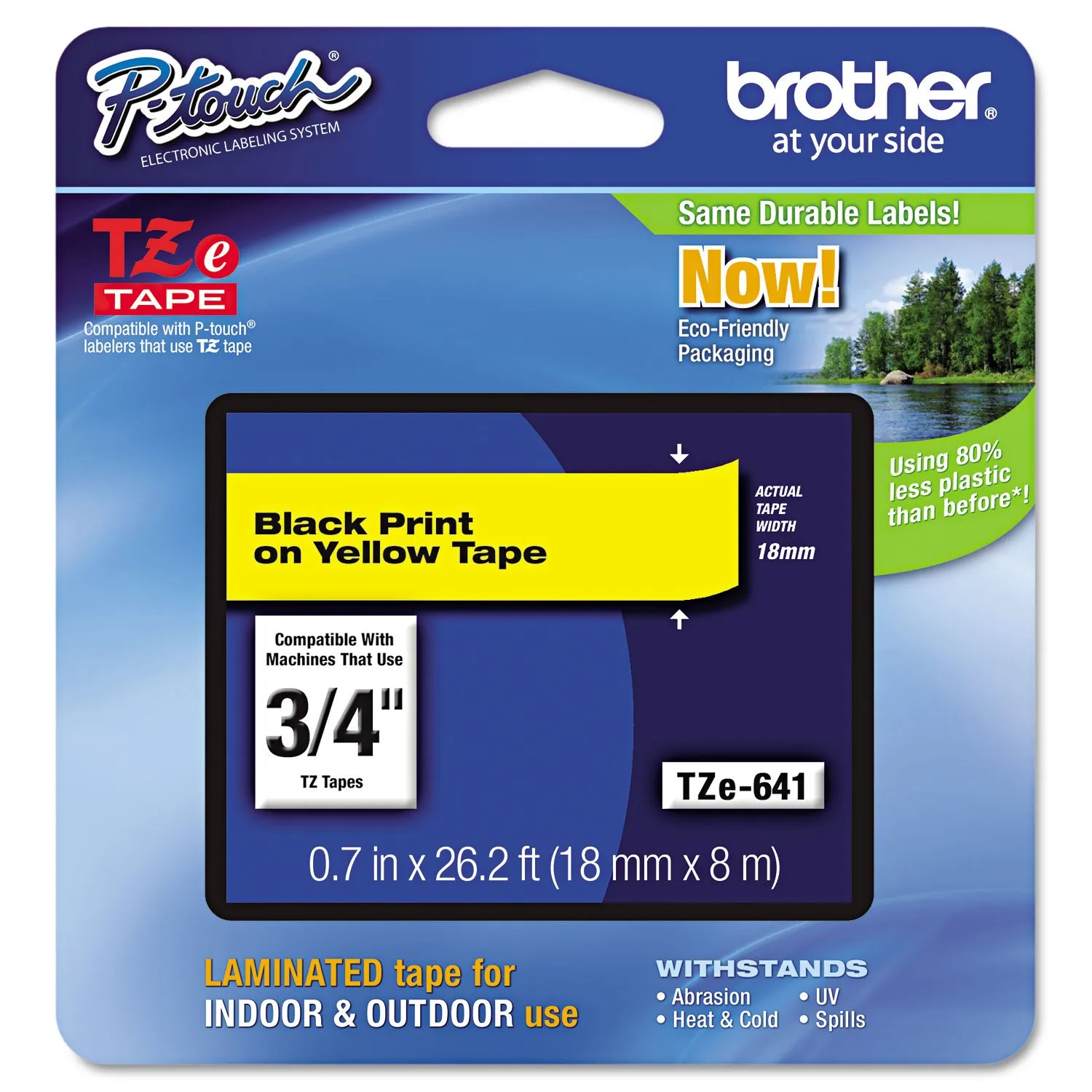 Brother TZE325-OBSOLETE — Brother 9mm (3/8") White on Black Laminated Tape (8m/26.2') (1/Pkg)