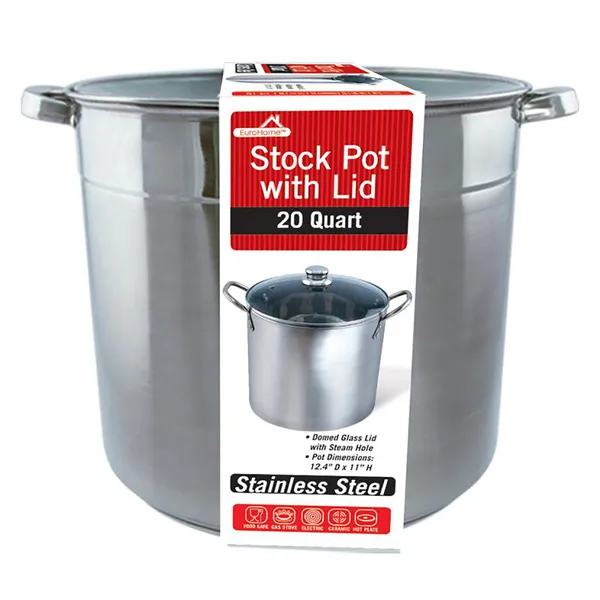 EUROHOME 3020 — 20QT SS STK PT W/GLS LID