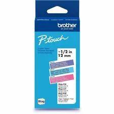 Brother BRT BTAG3M02 — Brother P-touch Label Tape - x 15/32" Width x 13 1/8 ft Length - Removable Adhesive - White on Purple, Black on Light Blue, White on Pink - Plastic - Water Resistant - 3 / Pack