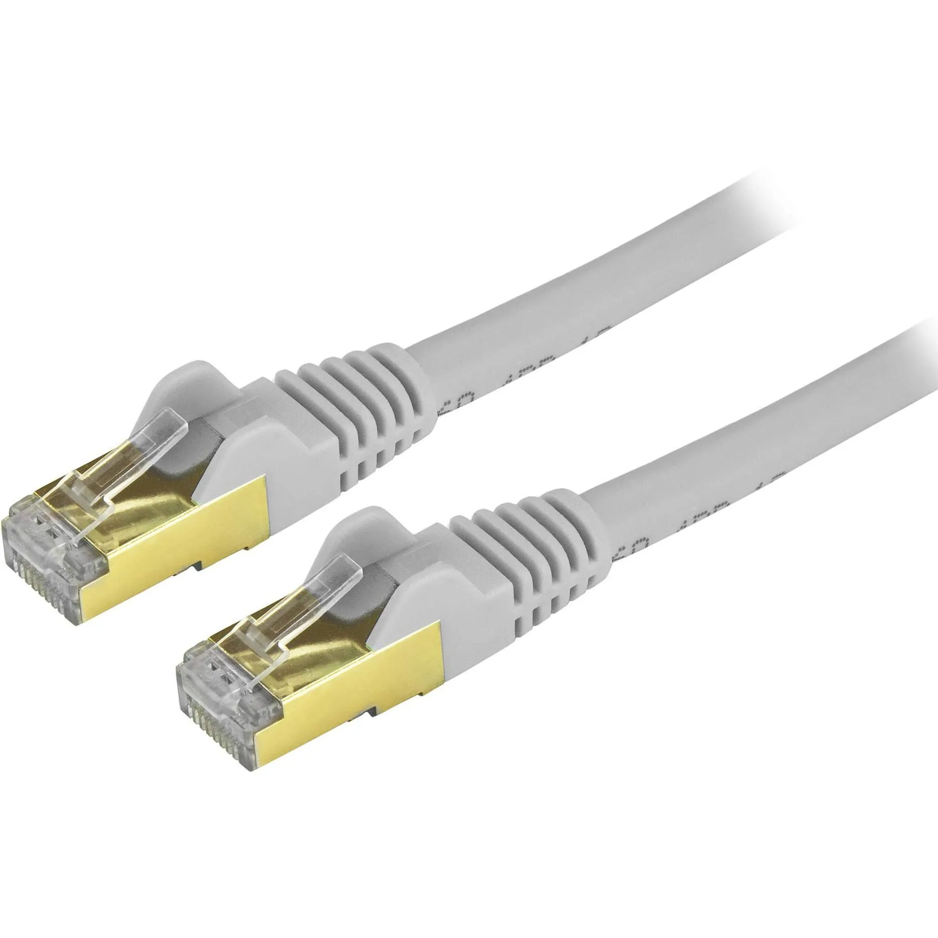 STARTECH STC C6ASPAT14GR — StarTech.com 14 ft Gray Shielded Snagless 10 Gigabit RJ45 STP Cat6a Patch Cable - 14 ft Category 6a Network Cable for Network Device, Switch, Hub, Router, Patch Panel, Computer, Print Server - First End: 1 x RJ-45 Network - Male - Second End: 1 x RJ-45 Network - Male - 10 Gbit/s - Patch Cable - Shielding - Gold Plated Connector - 26 AWG - Gray - 1 Each