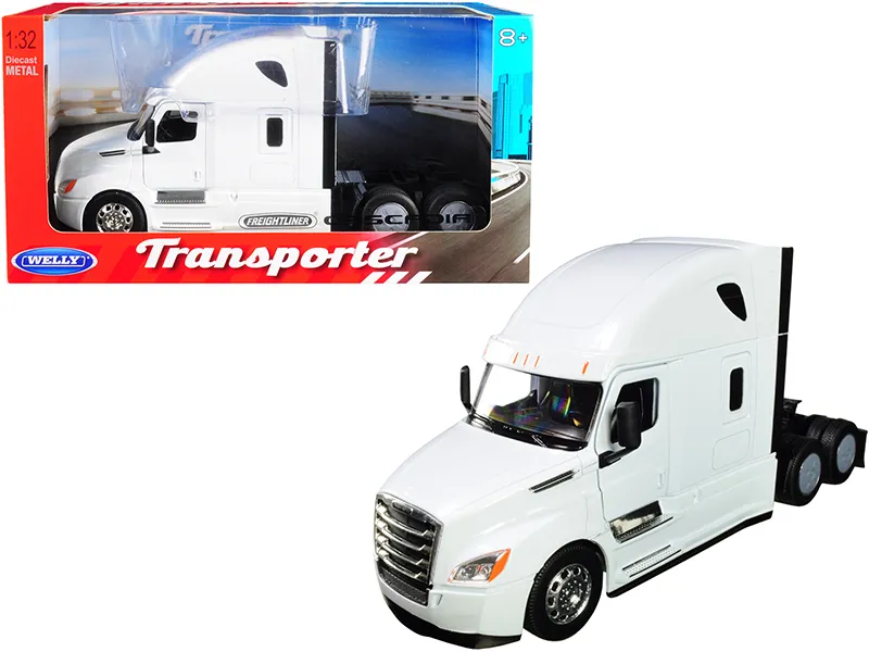 Welly 32695w — Freightliner Cascadia Truck White "Transporter" 1/32 Diecast Model by Welly