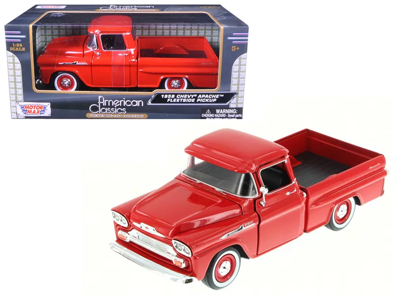 Motormax 79311brn-bg — 1958 Chevrolet Apache Fleetside Pickup Truck Brown and Beige 1/24 Diecast Model Car by Motormax